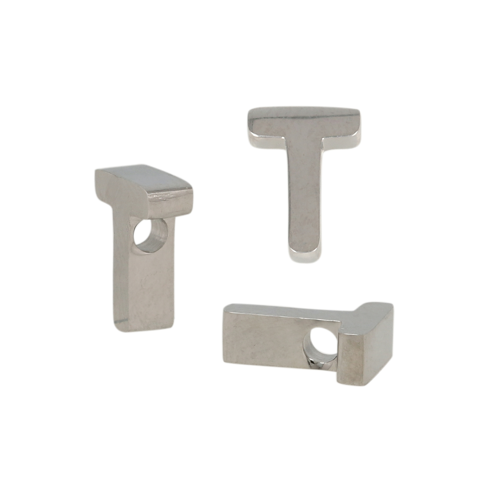 stainless steel alphabet letter bead t 9x7mm | 1pc