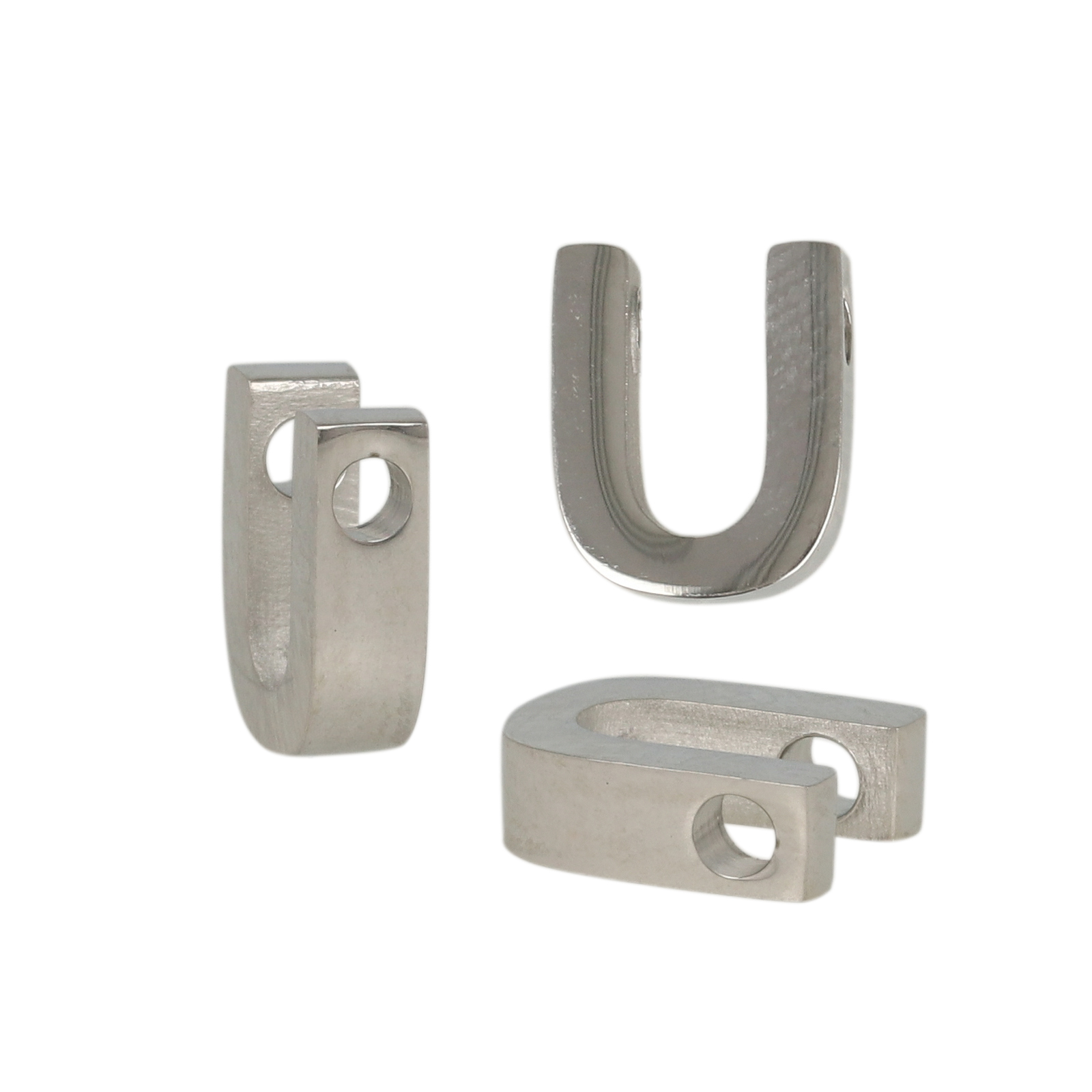 stainless steel alphabet letter bead u 9x8mm | 1pc