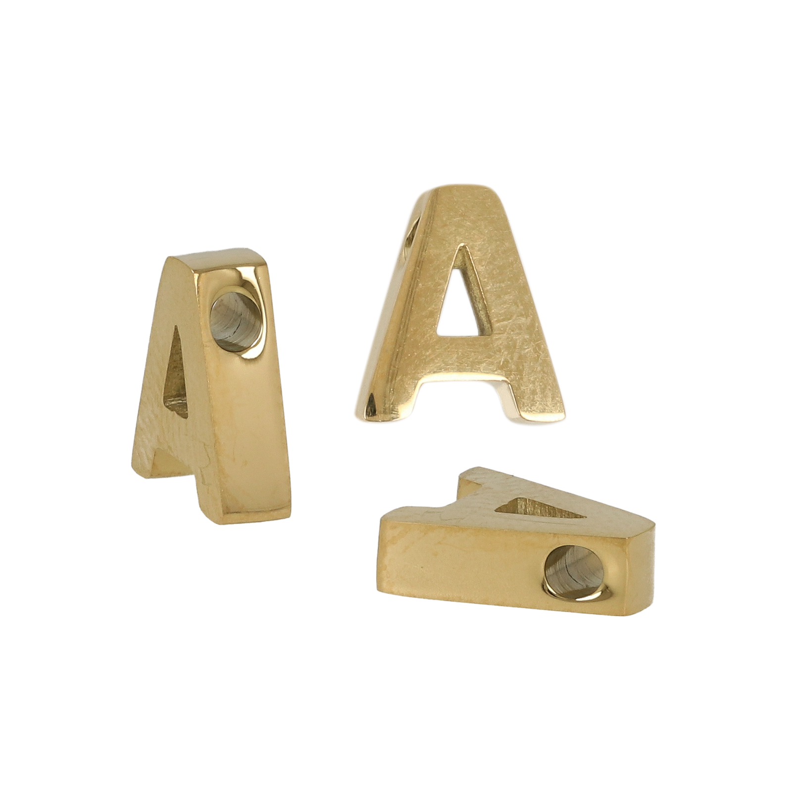 gold plated stainless steel alphabet letter bead a 9x8mm | 1pc