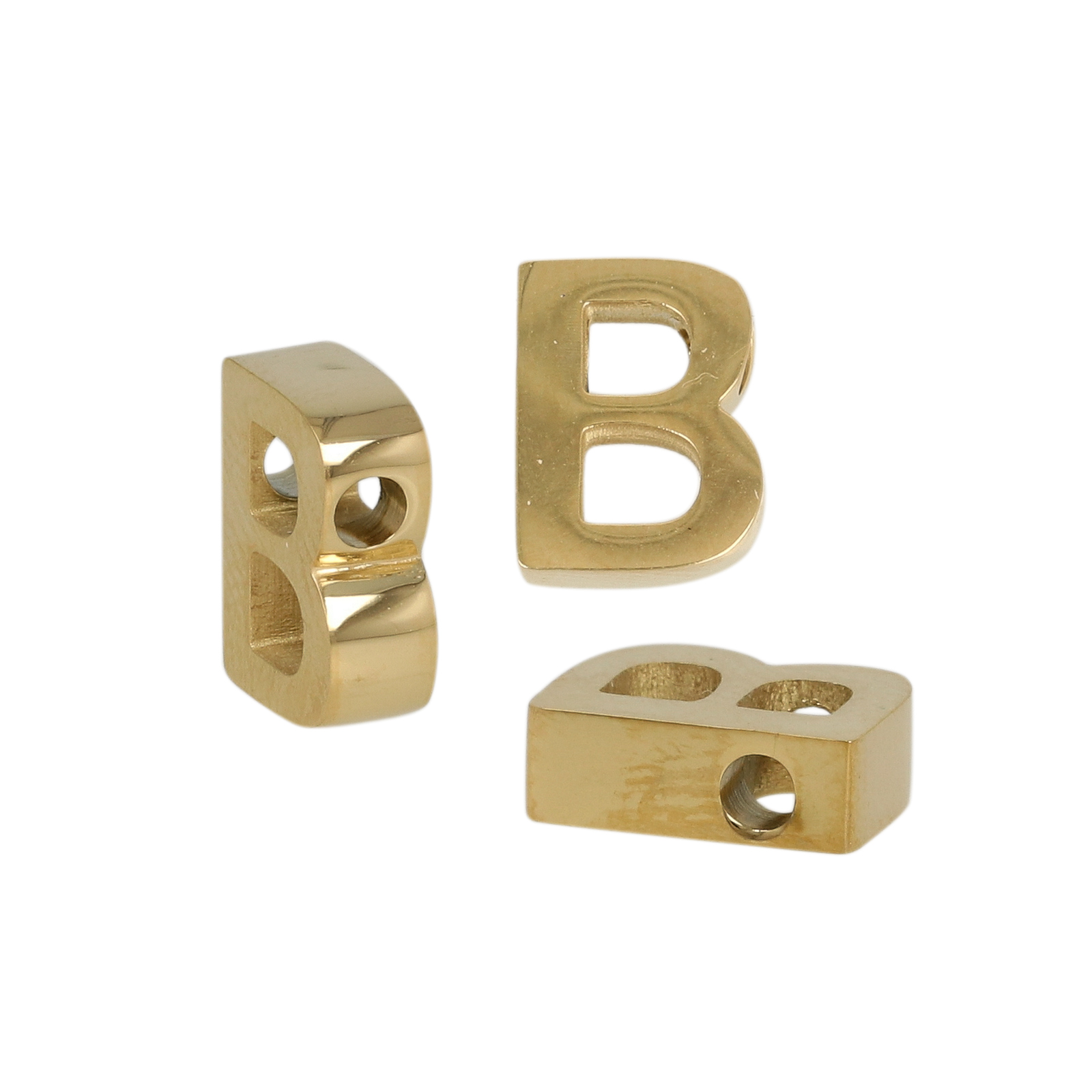 gold plated stainless steel alphabet letter bead b 9x7mm | 1pc