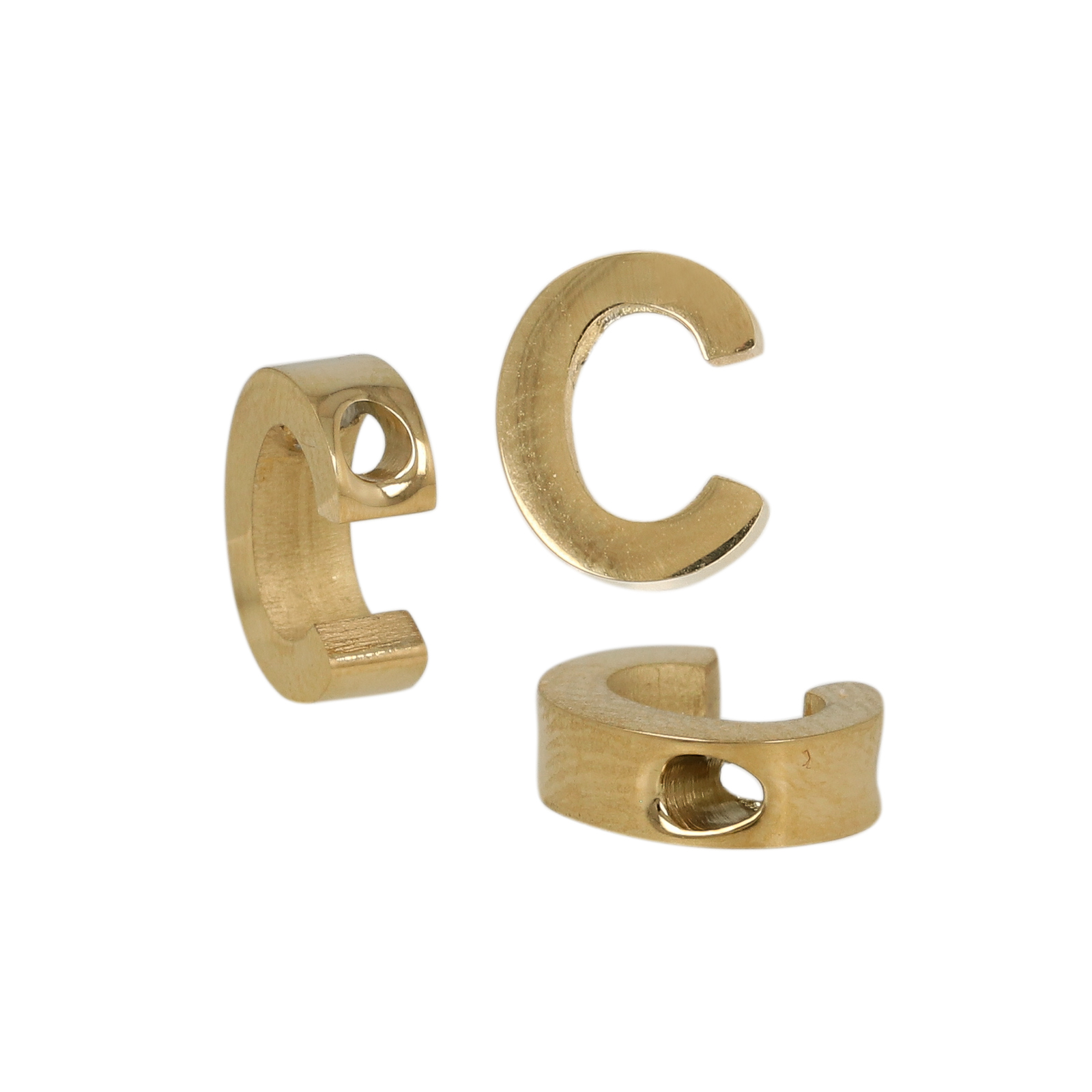 gold plated stainless steel alphabet letter bead c 9x7mm | 1pc