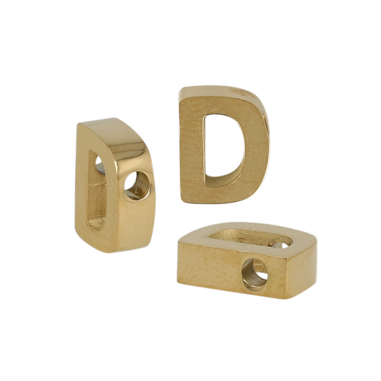 vergoldet edelsthal alphabetbuchstabe perlen d - 9x7mm | 1st