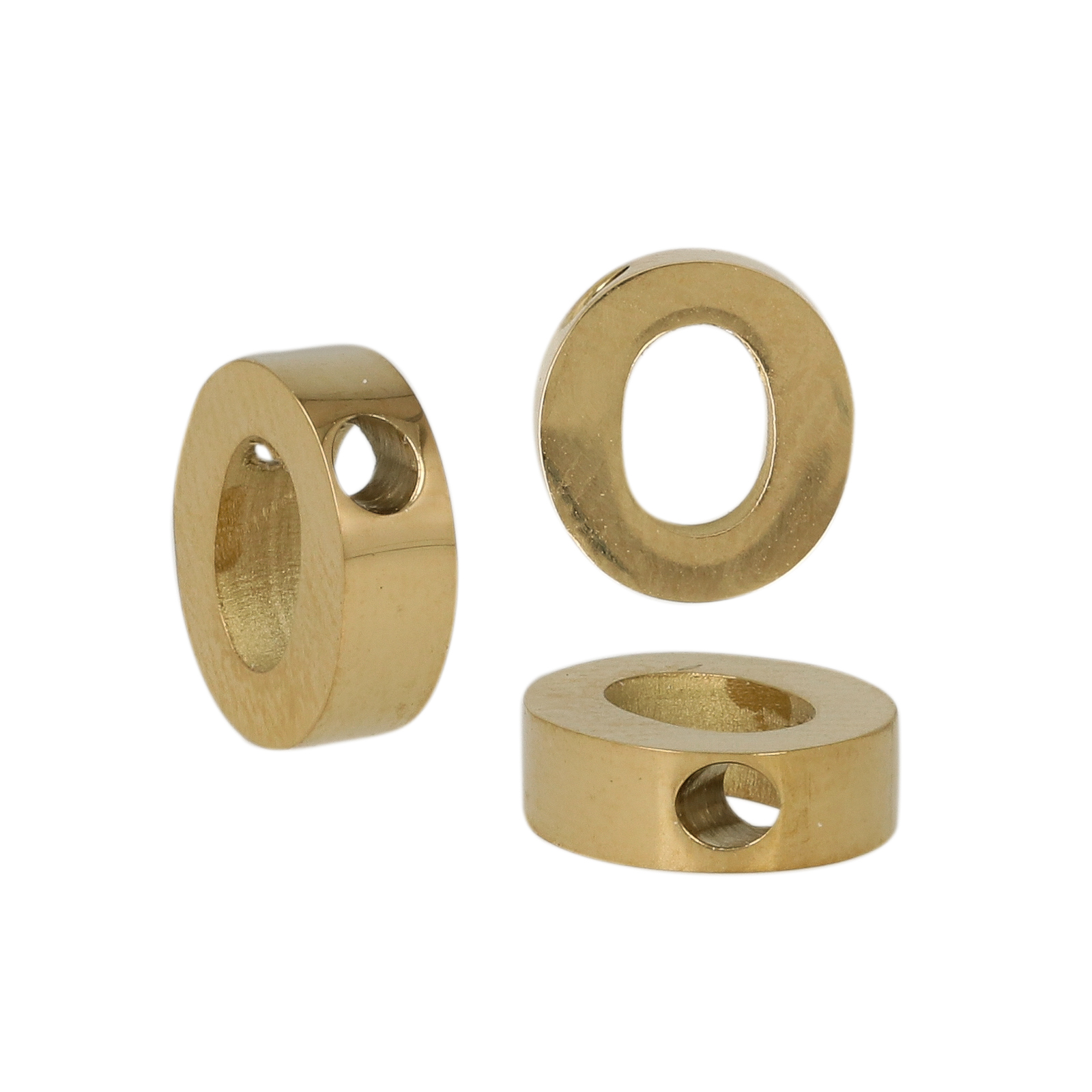 gold plated stainless steel alphabet letter bead o 9x8mm | 1pc
