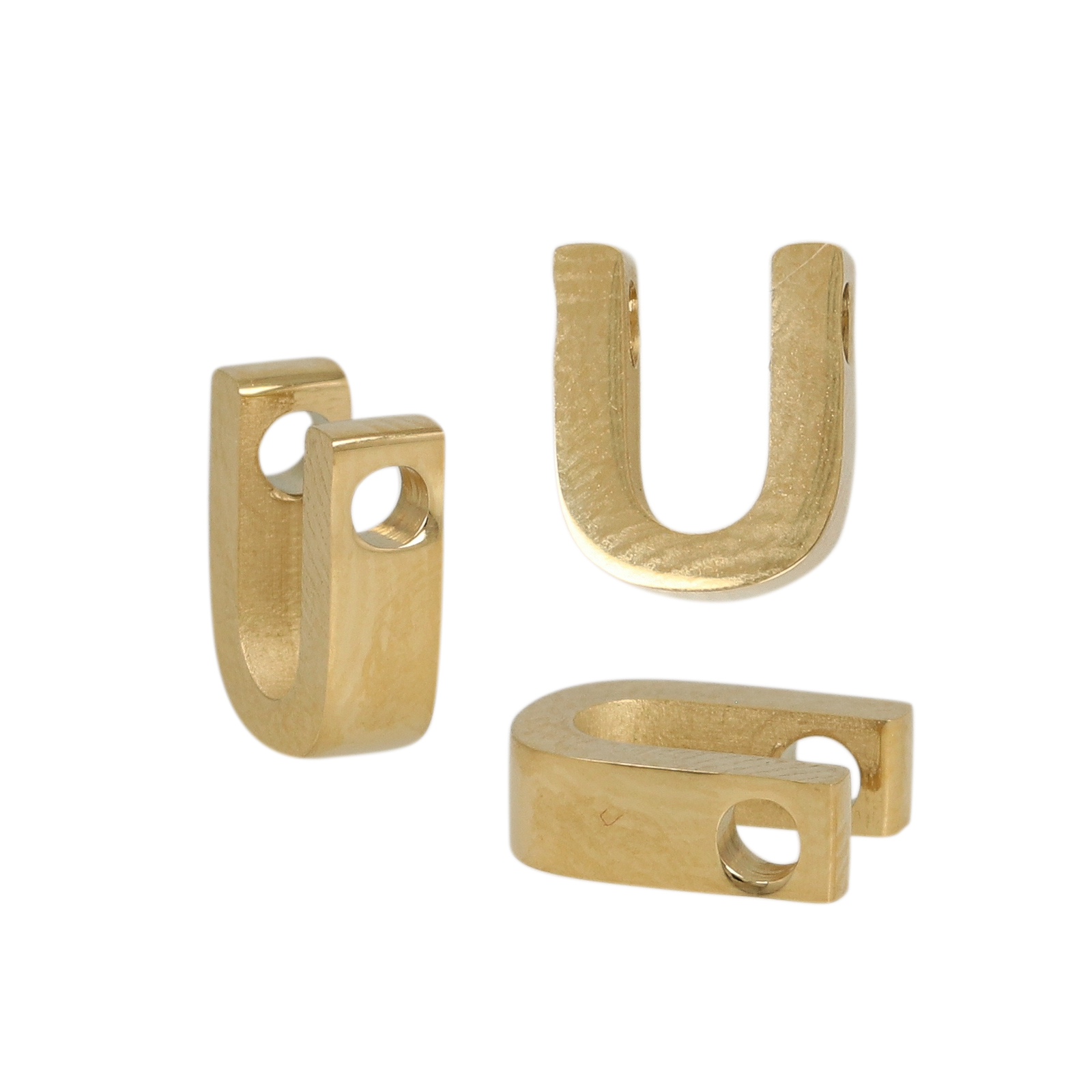 gold plated stainless steel alphabet letter bead u 9x8mm | 1pc