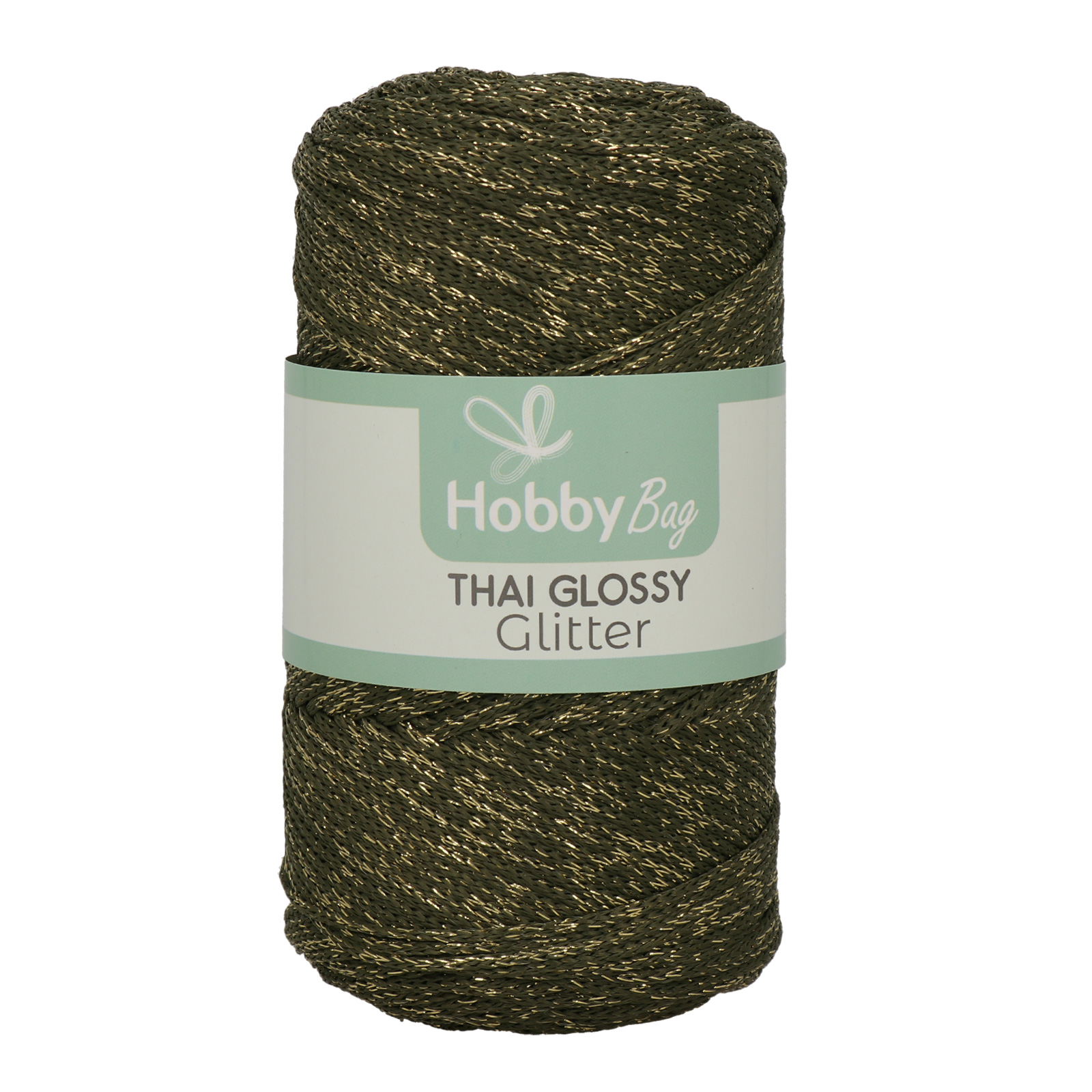 hobbybag cordino thai glossy glitter - khaki/lurex gold - 250gr (250mt) | 1pc