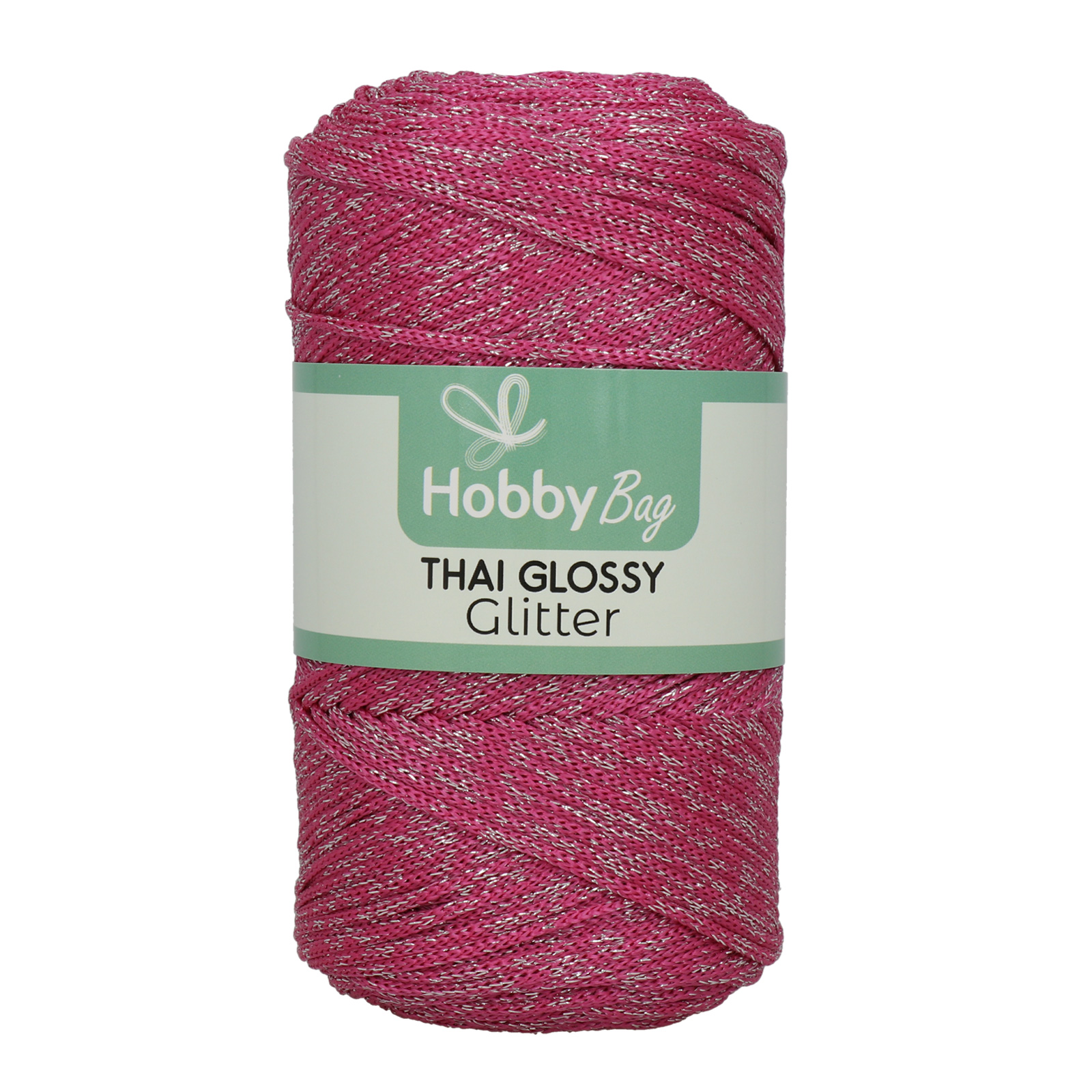 hobbybag cordino thai glossy glitter - fuchsia/lurex silver - 250gr (250mt) | 1pc