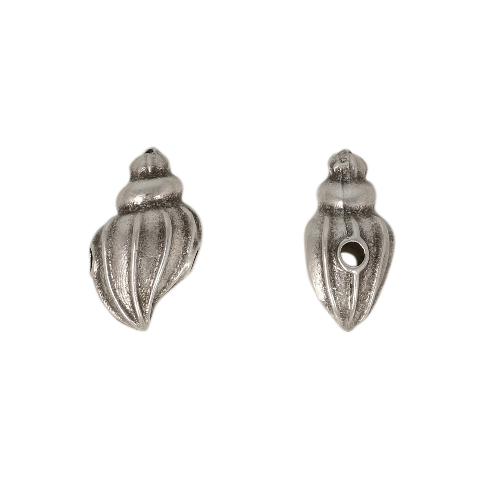 antique silver plated beads shell 12x8mm | 2pc