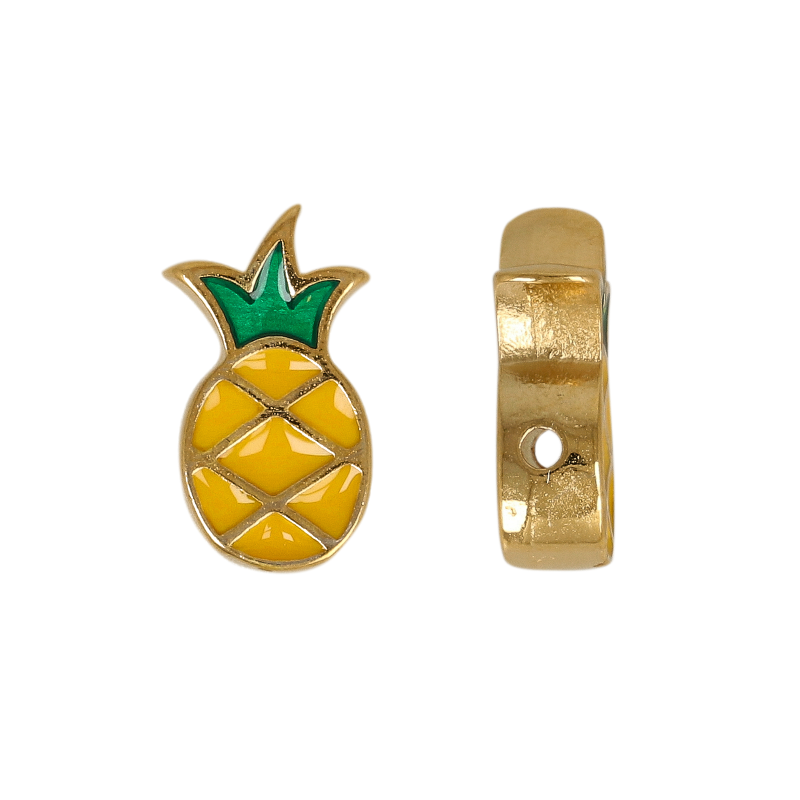 gold plated enameled beads pineapple 15x8mm | 2pc