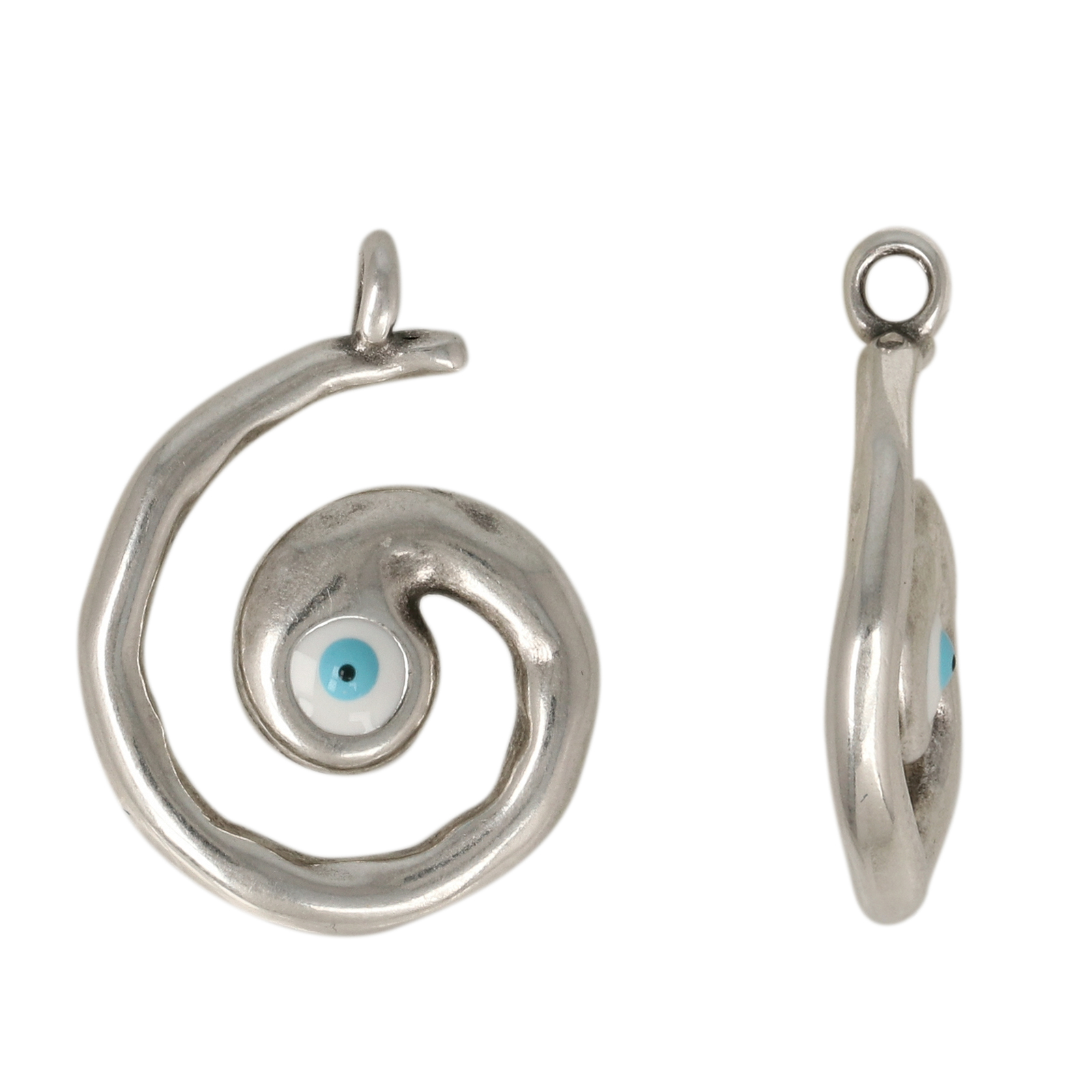anhänger spiral antik versilbert emailliert allah eye 18x16mm | 1st