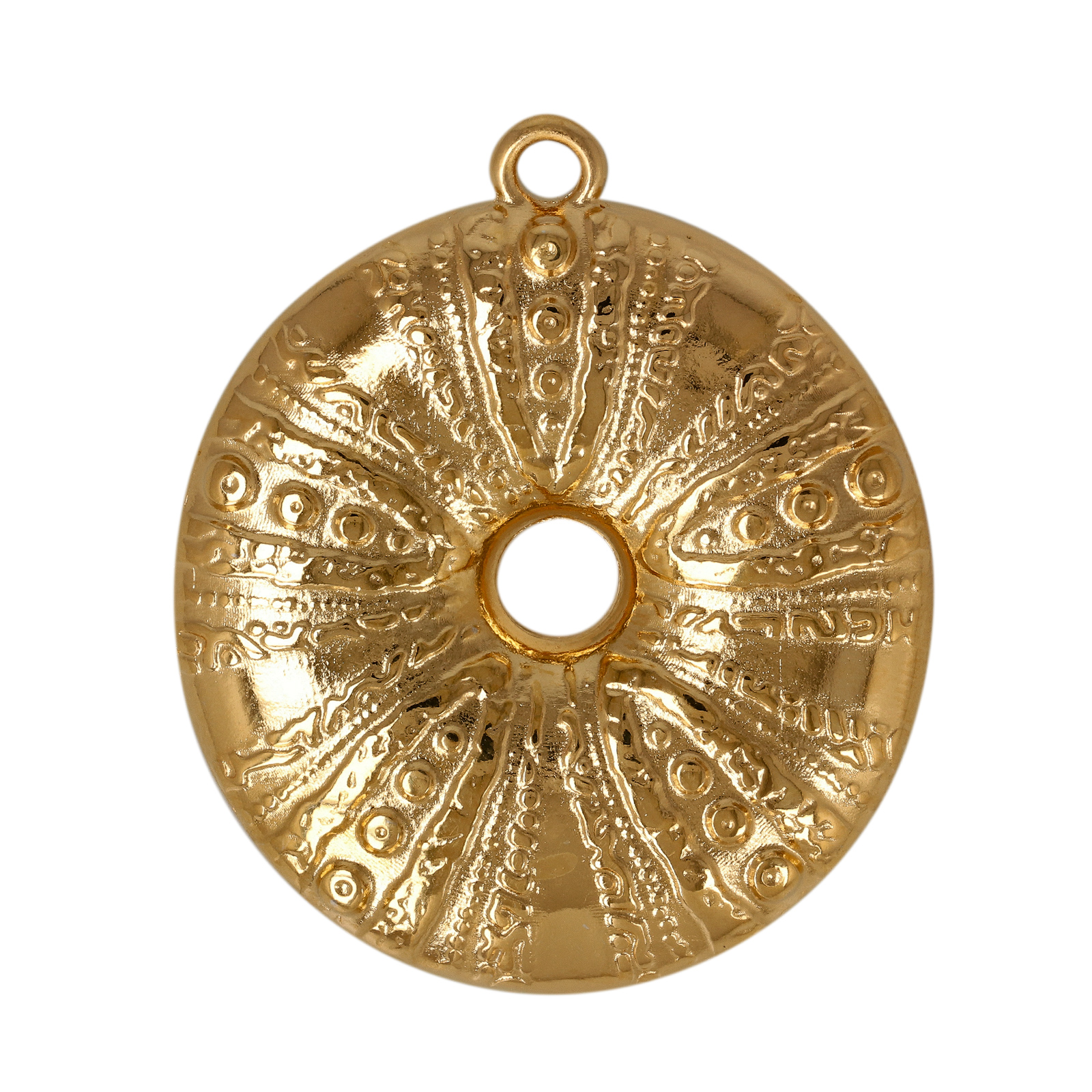 gold plated sea urchin pendant 40mm | 1pc
