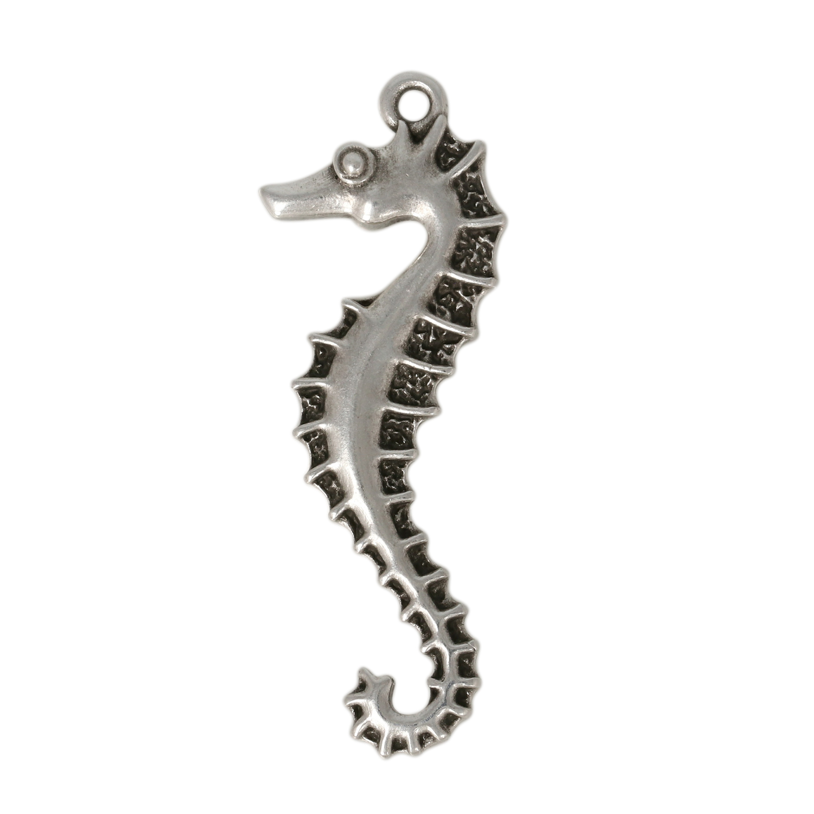 antique silver plated seahorse pendant 42x14mm | 1pc