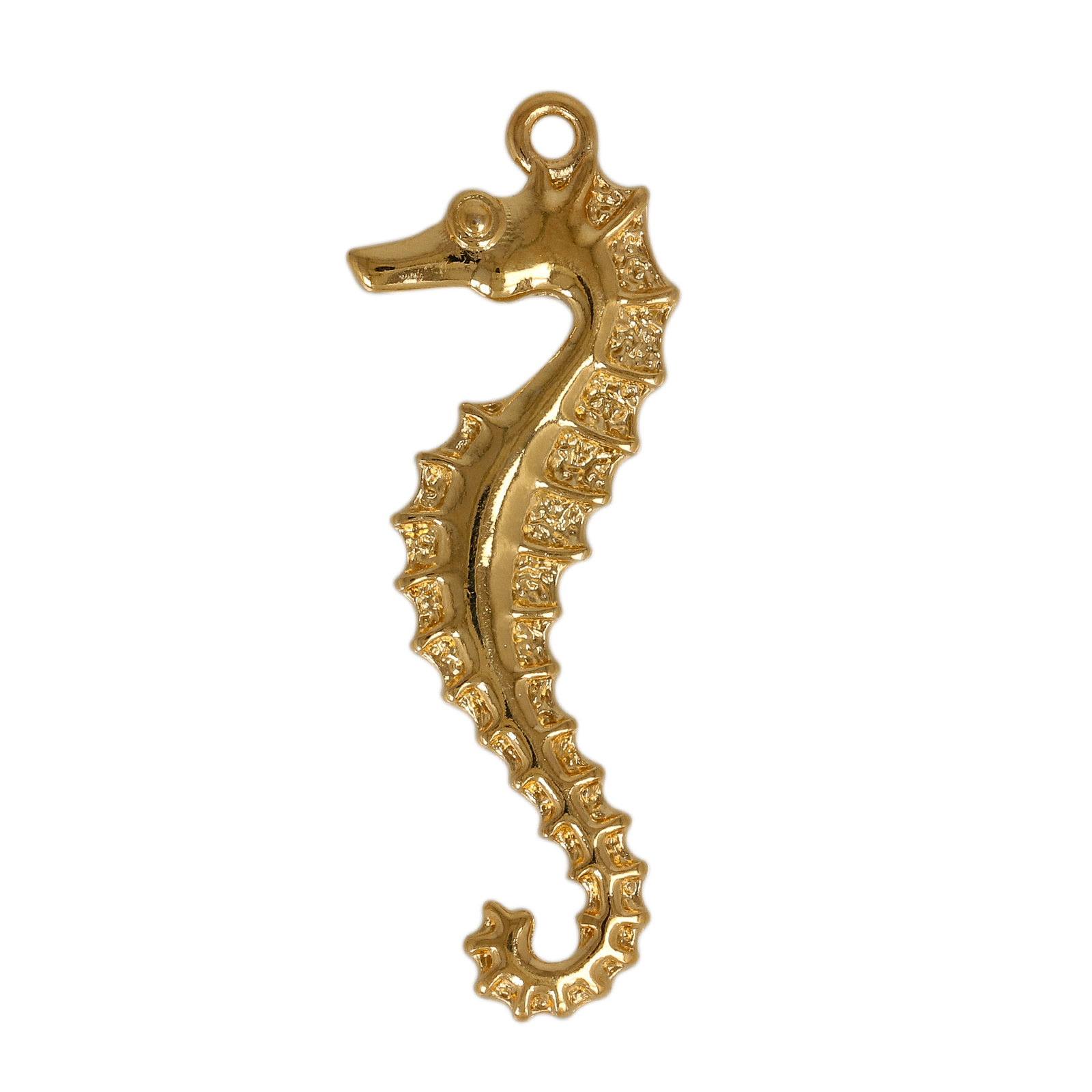 gold plated seahorse pendant 42x14mm | 1pc