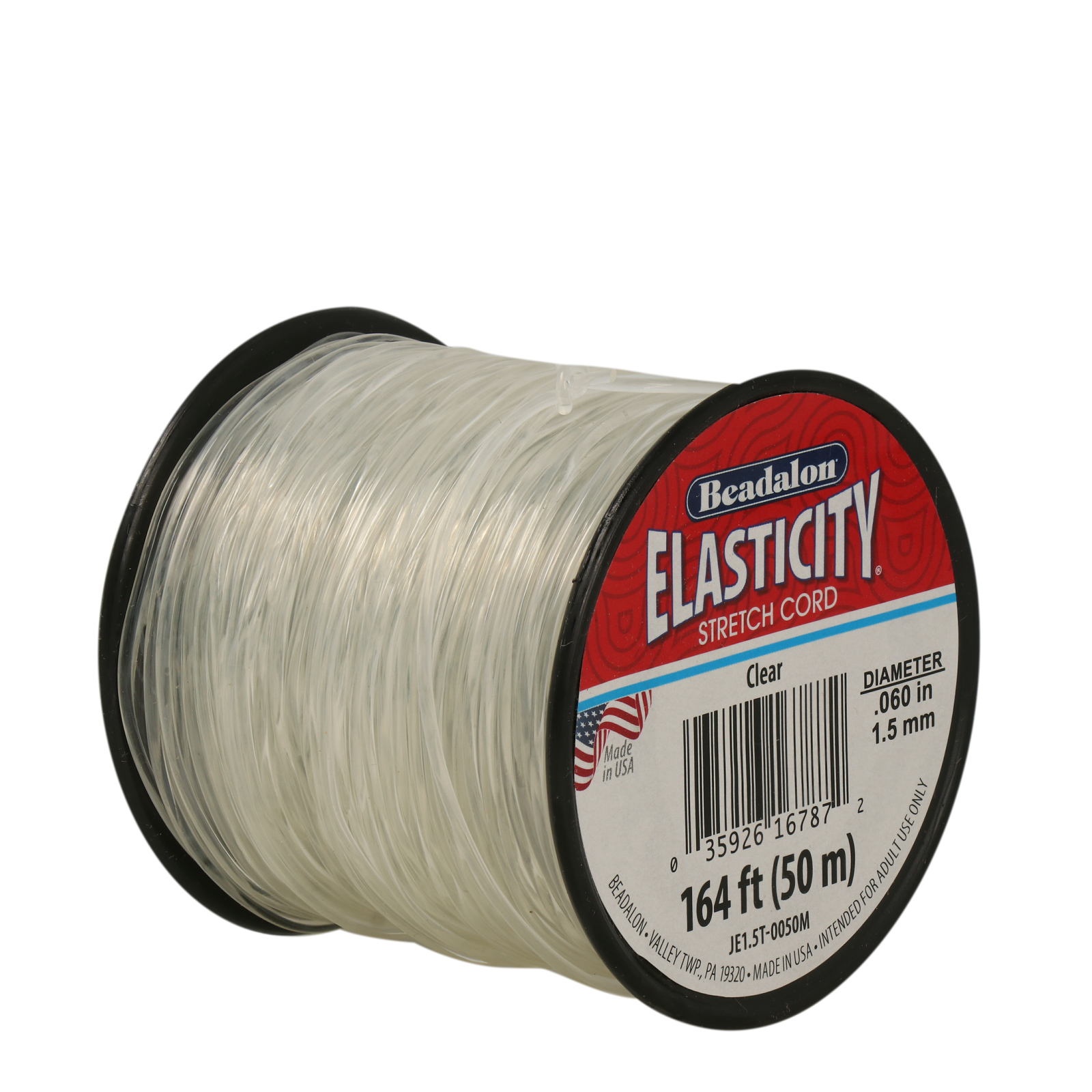elasticity elastic cord clear - diameter 1,5mm - 50mt spool | 1pc