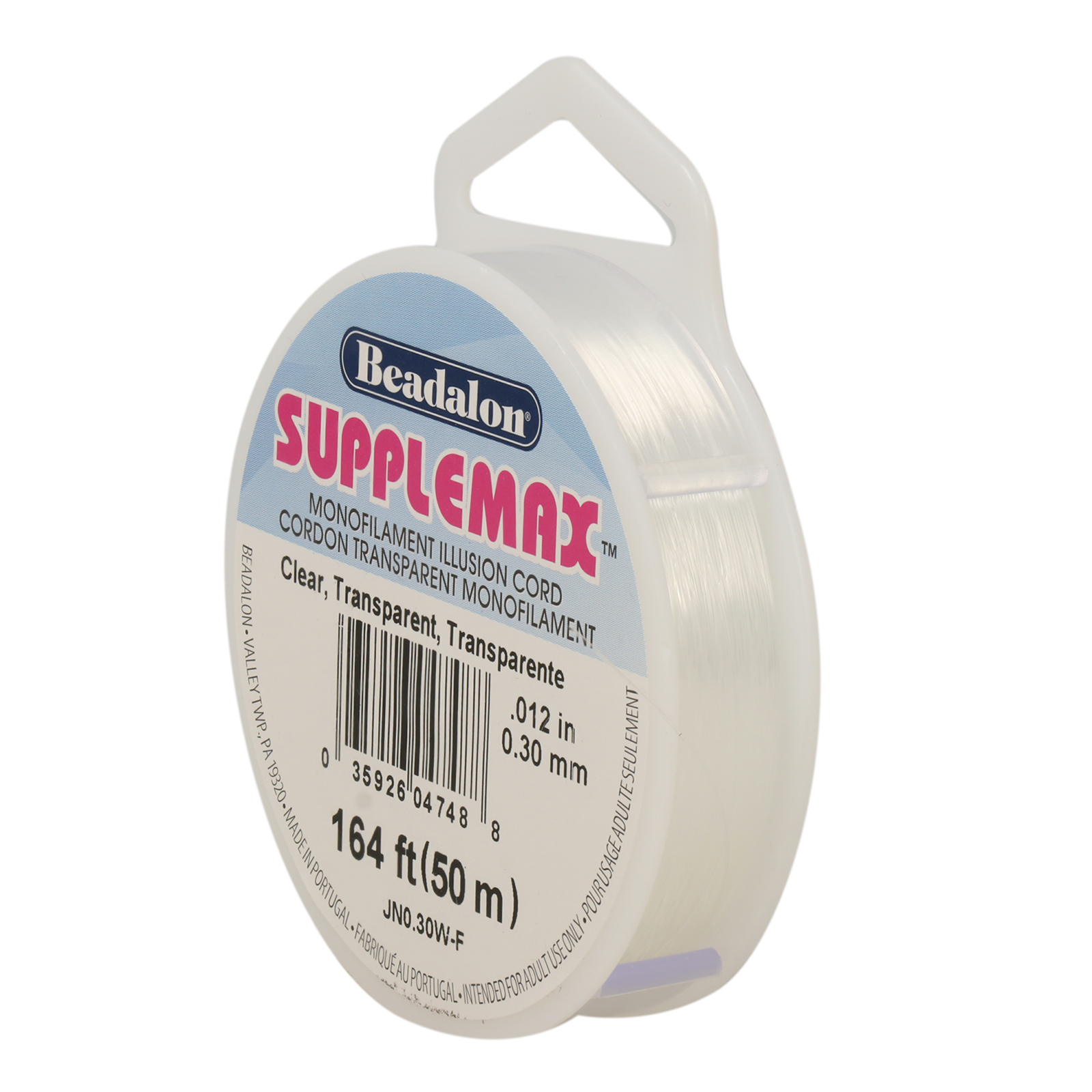 white supplemax beading thread - size 0,30mm - 50mt spool | 1pc