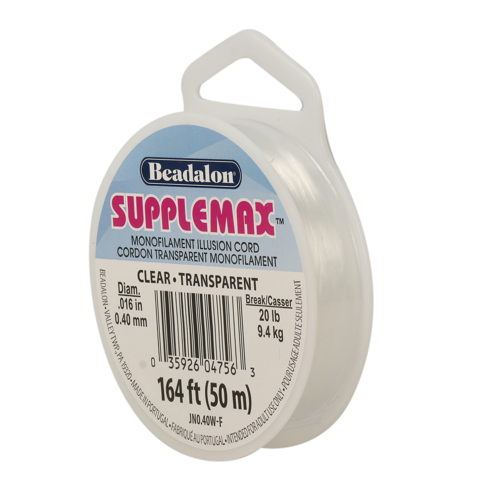 white supplemax beading thread - size 0,40mm - 50mt spool | 1pc