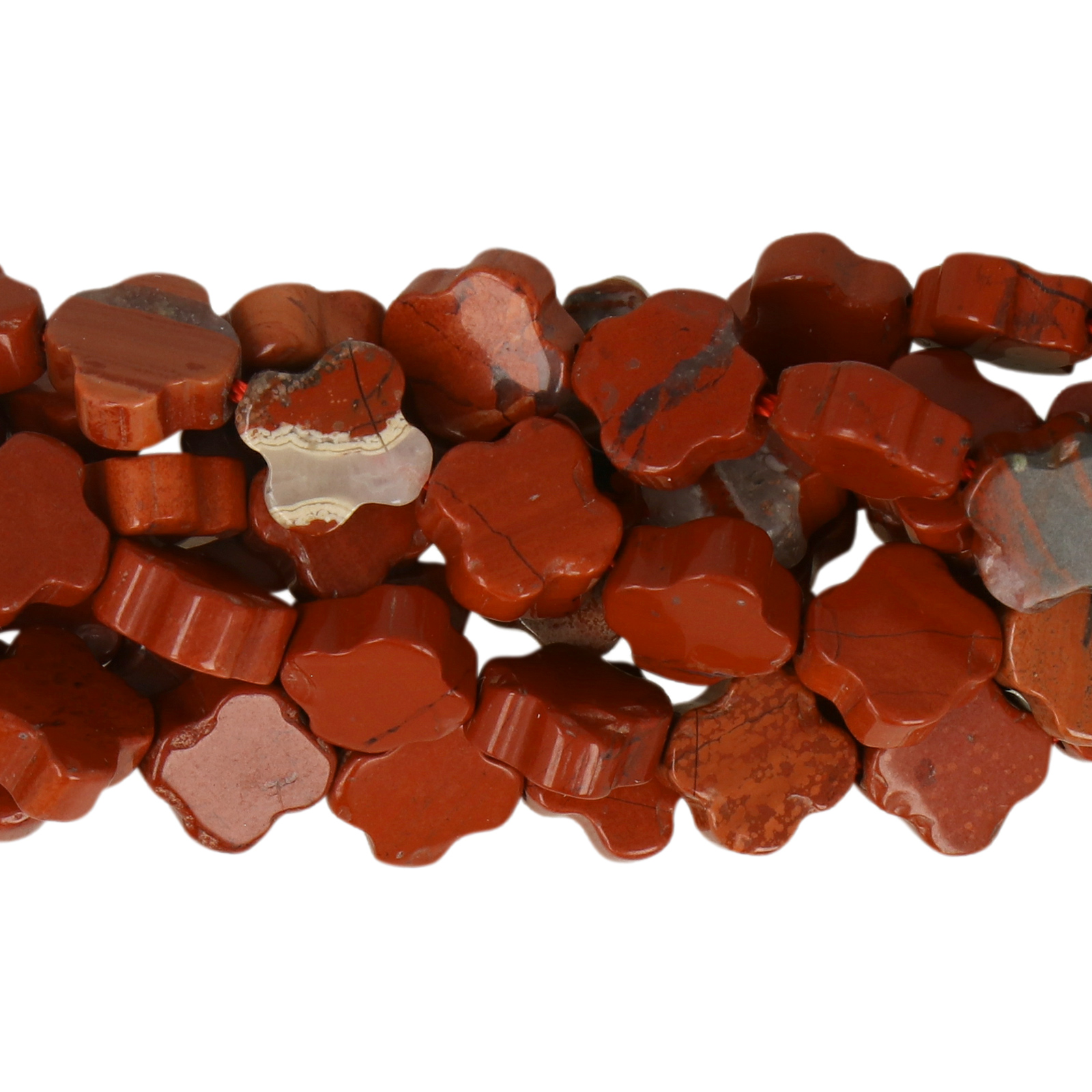 red jasper smooth clover 8mm | 10pc