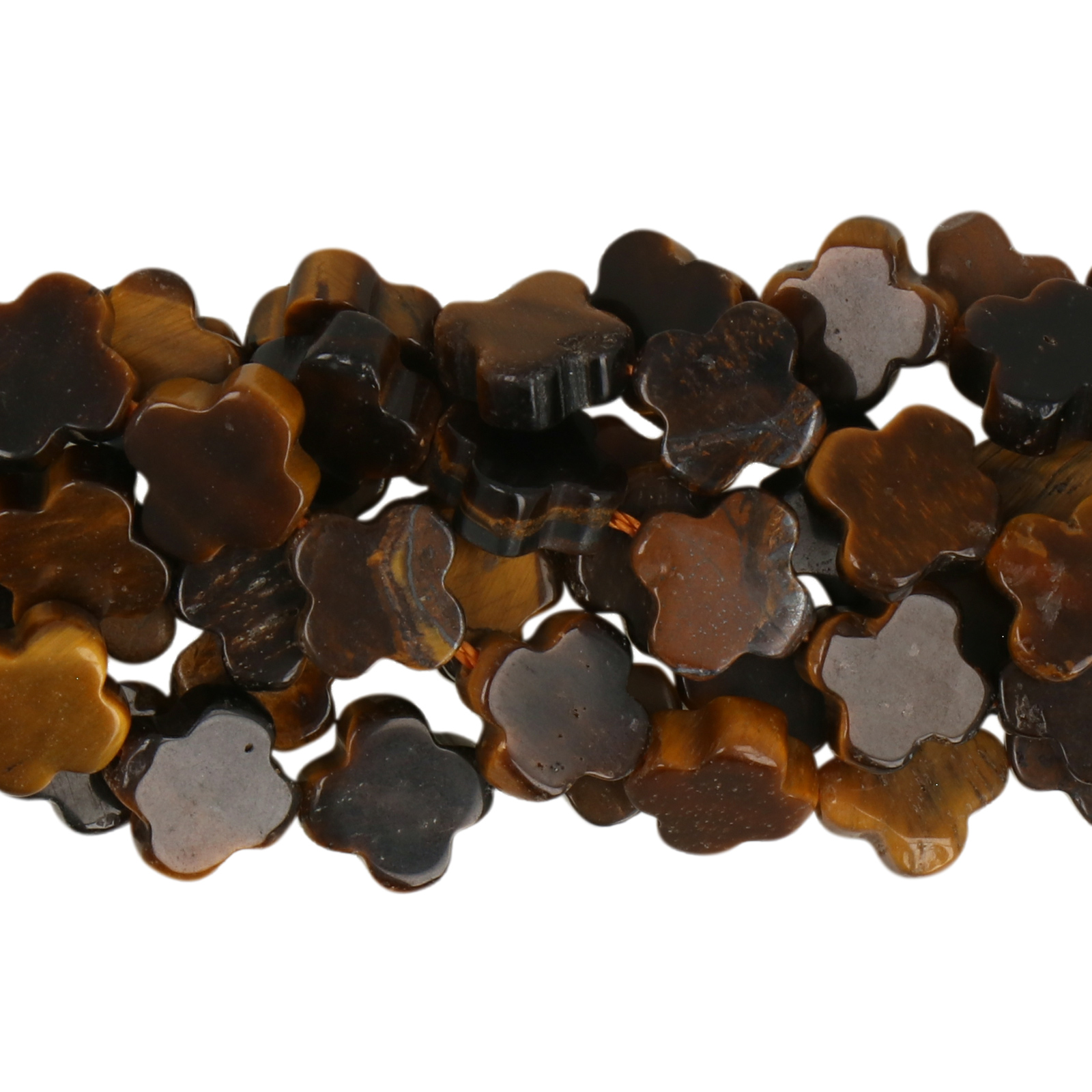 brown tiger eye smooth clover 8mm | 10pc