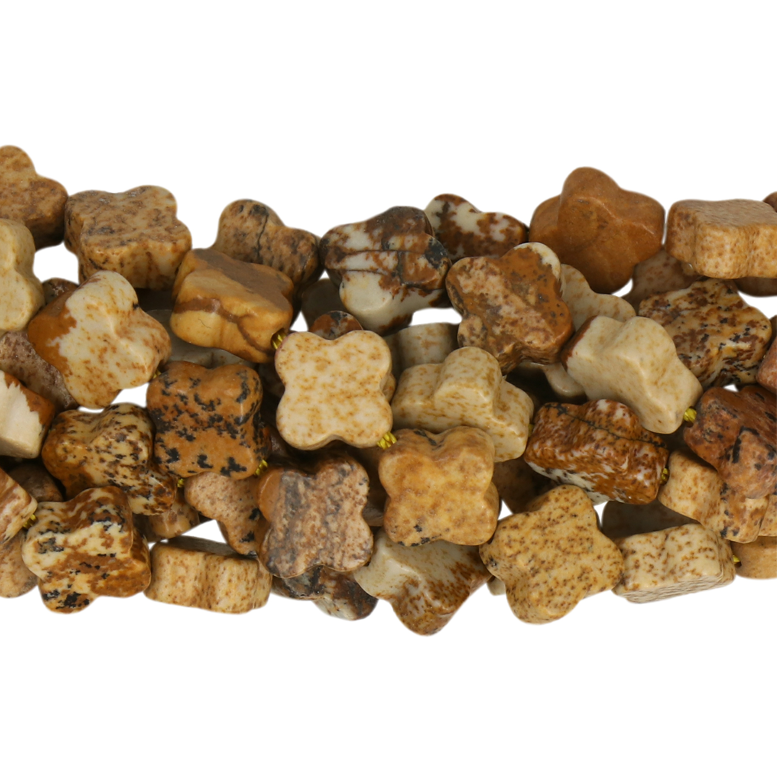 picture jasper smooth clover 8mm | 10pc