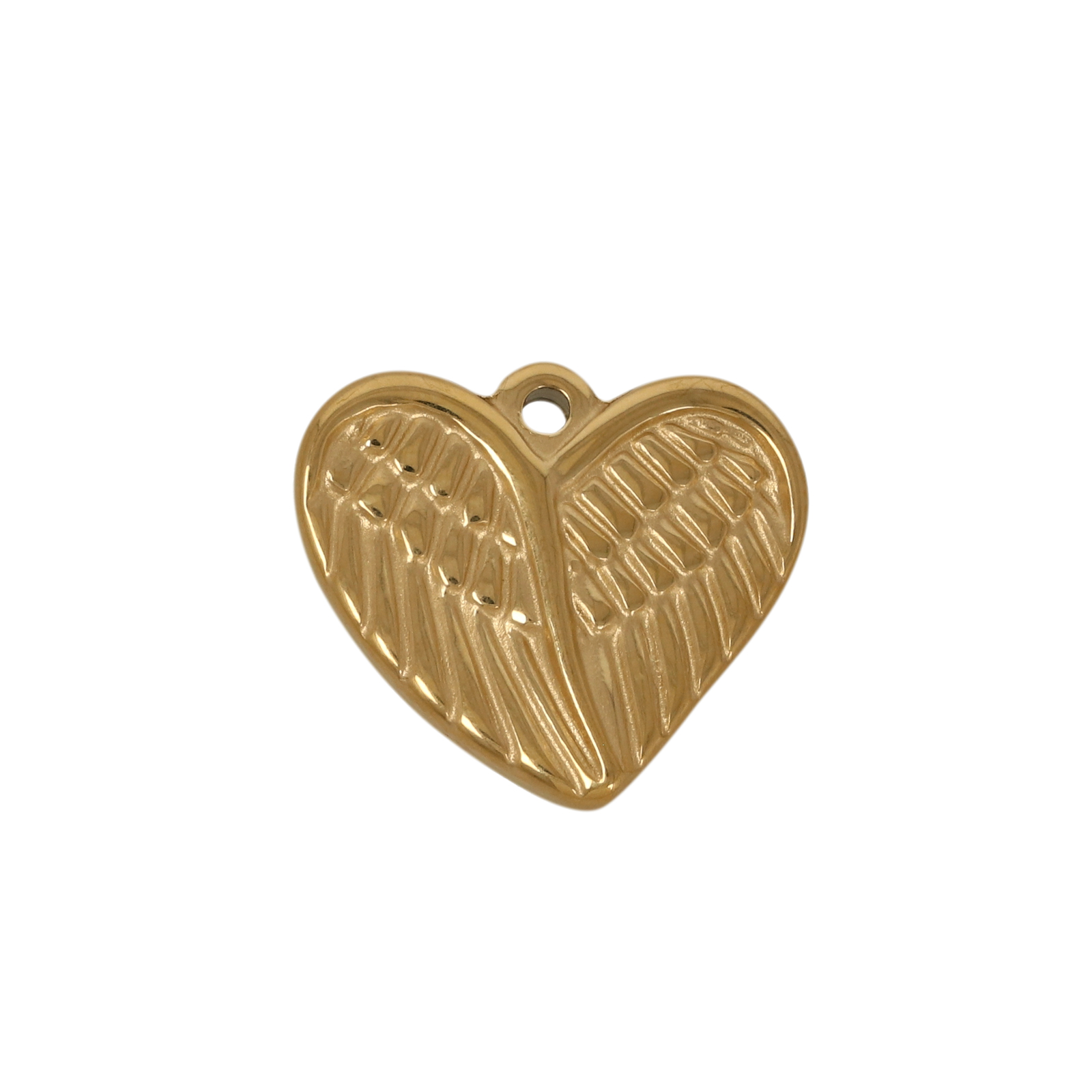 gold plated stainless stell winged heart pendant 16mm | 1pc