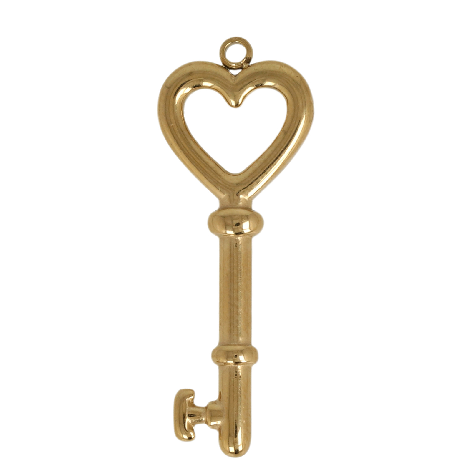 gold plated stainless stell heart key pendant 28x10mm | 1pc
