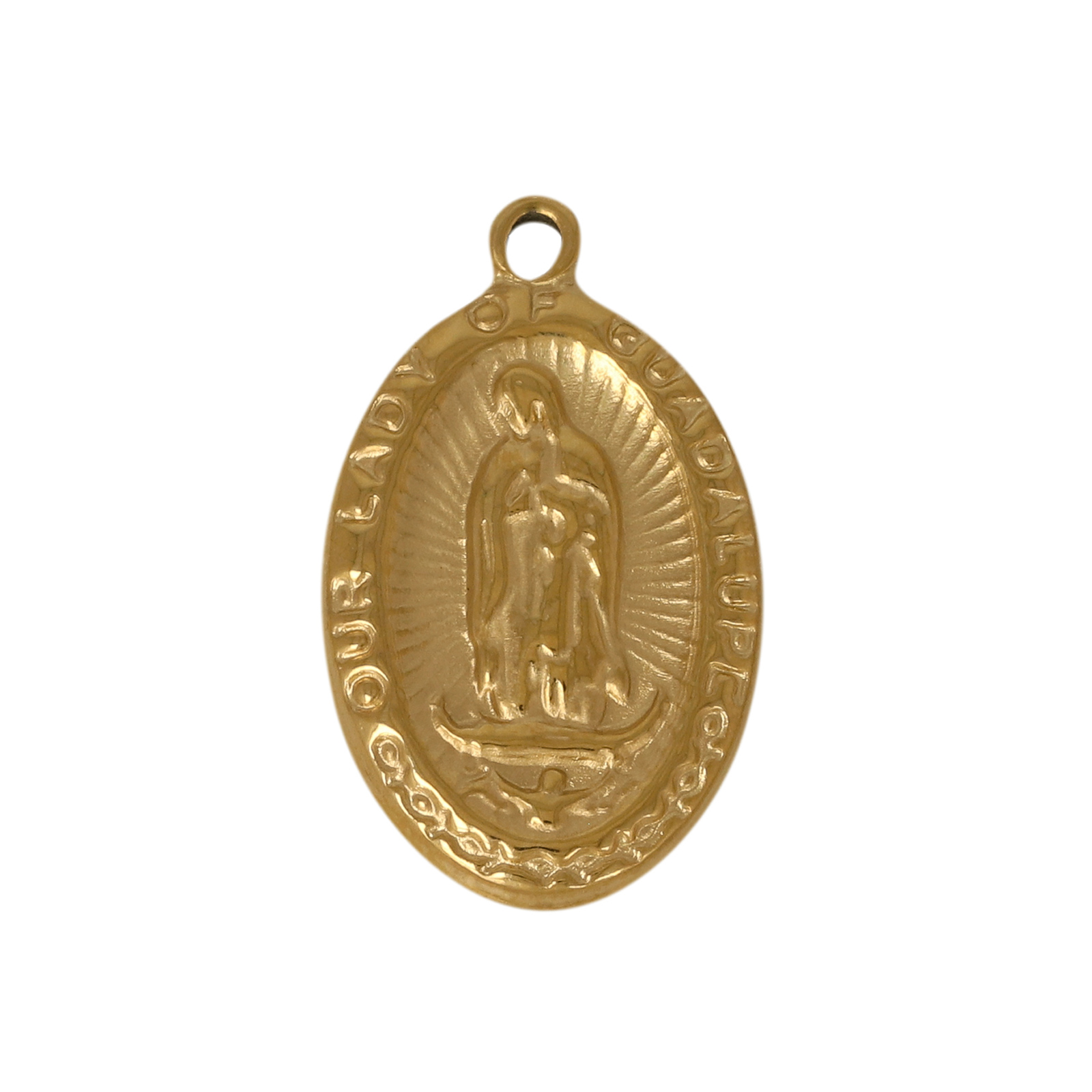 gold plated stainless stell oval rosary medal pendant 20x14mm | 1pc