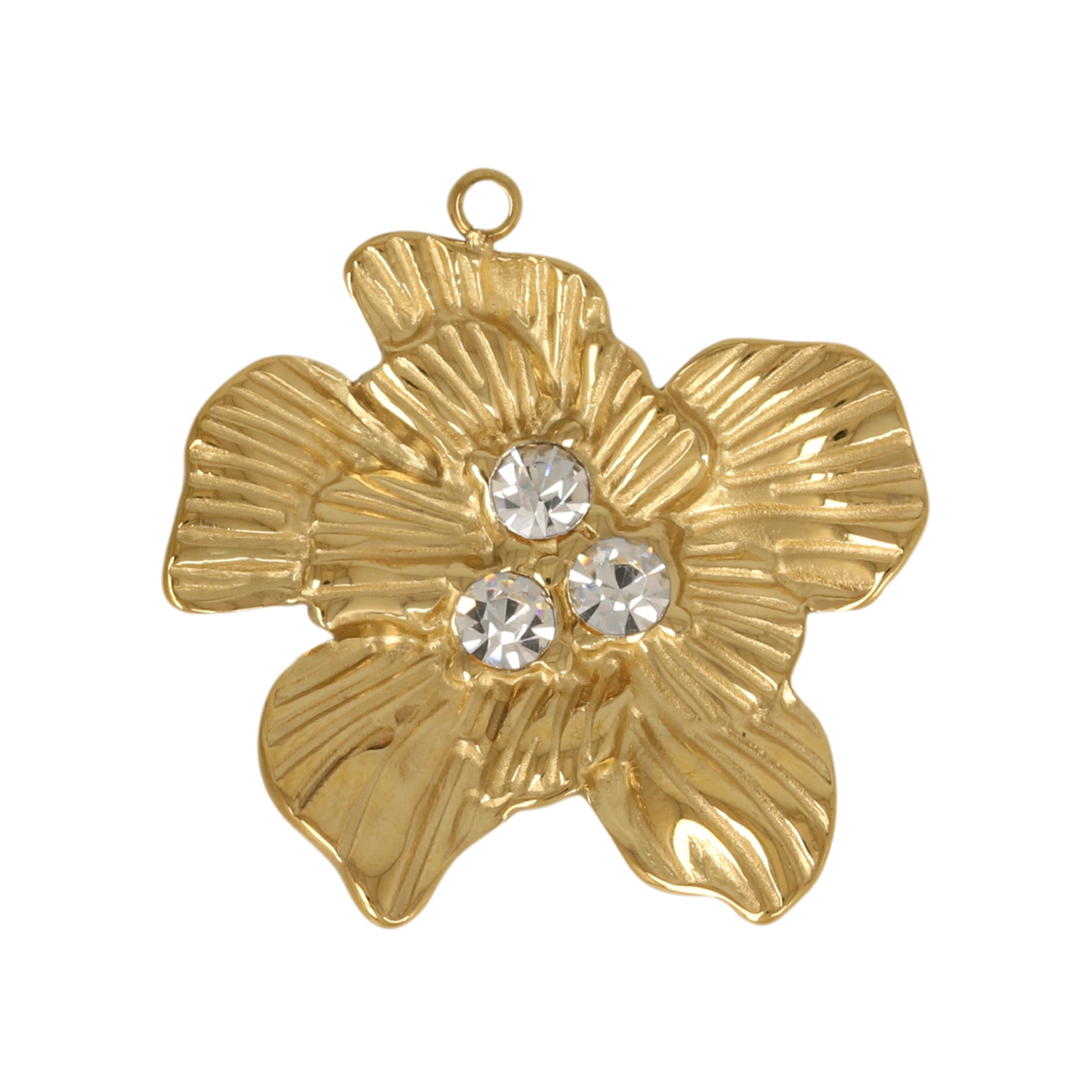 gold plated stainless stell exotic flower pendant 24mm | 1pc
