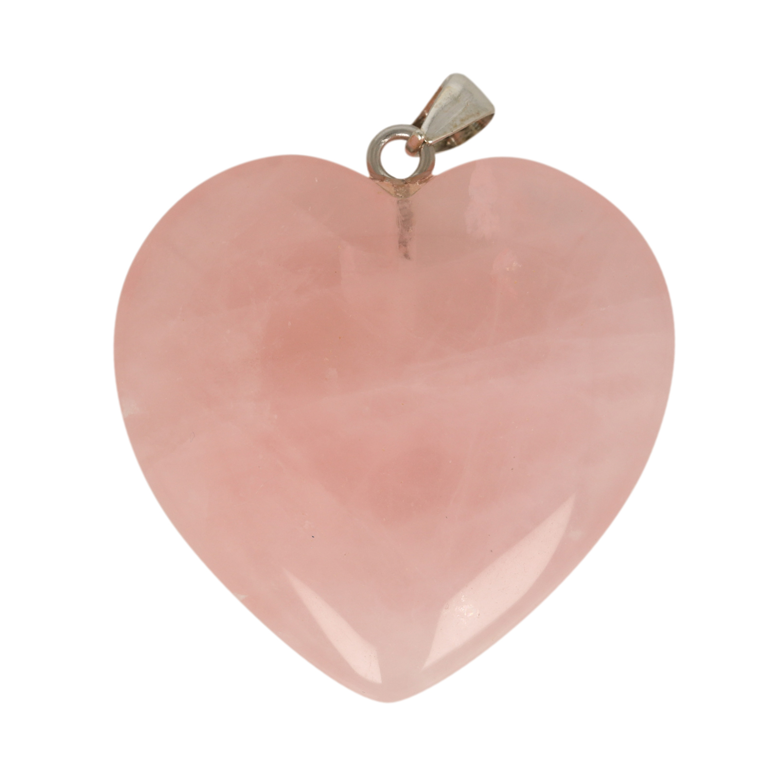 rose quartz pendant smooth heart 40mm | 1pc