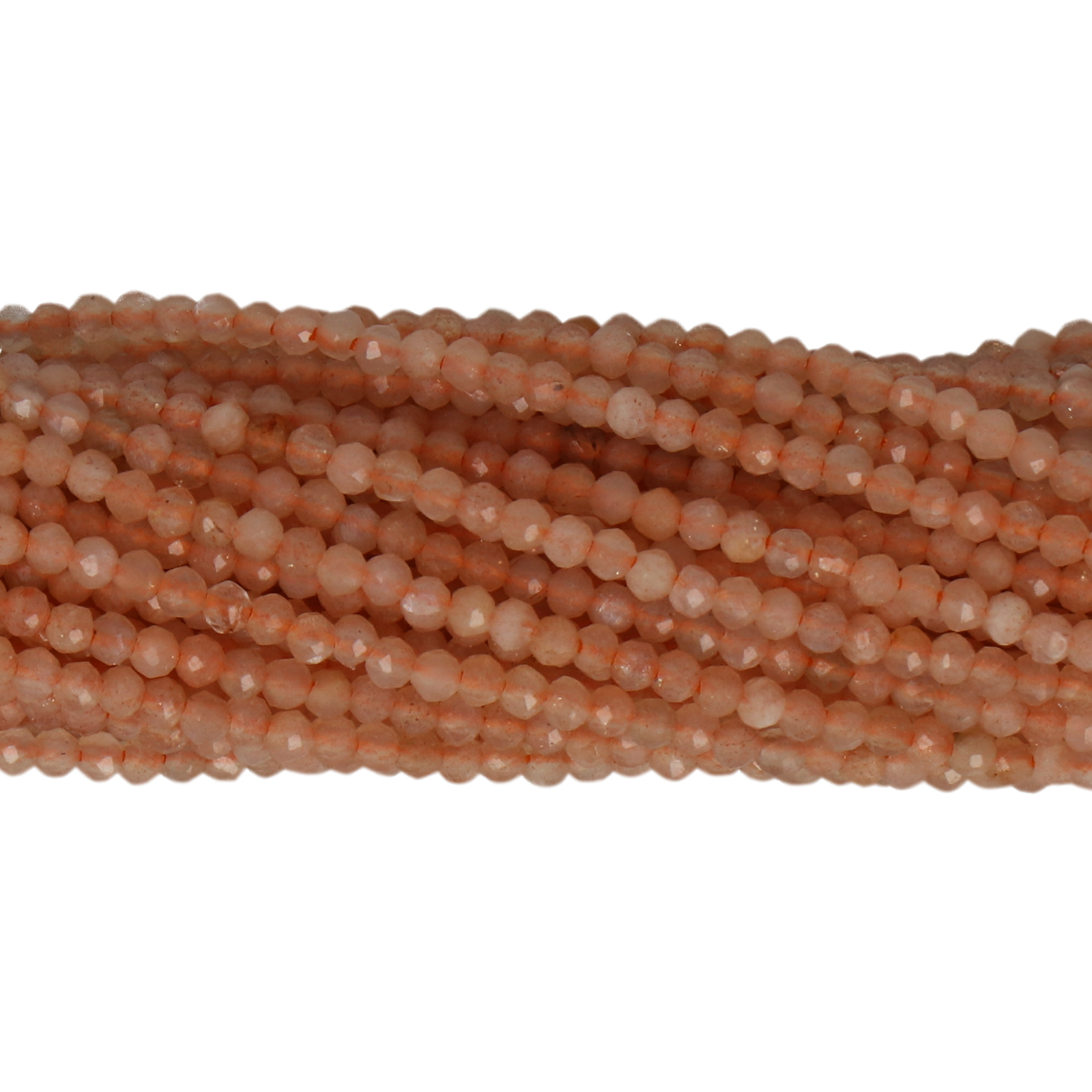 peach moonstone faceted round 2mm | 15/16-inch strand
