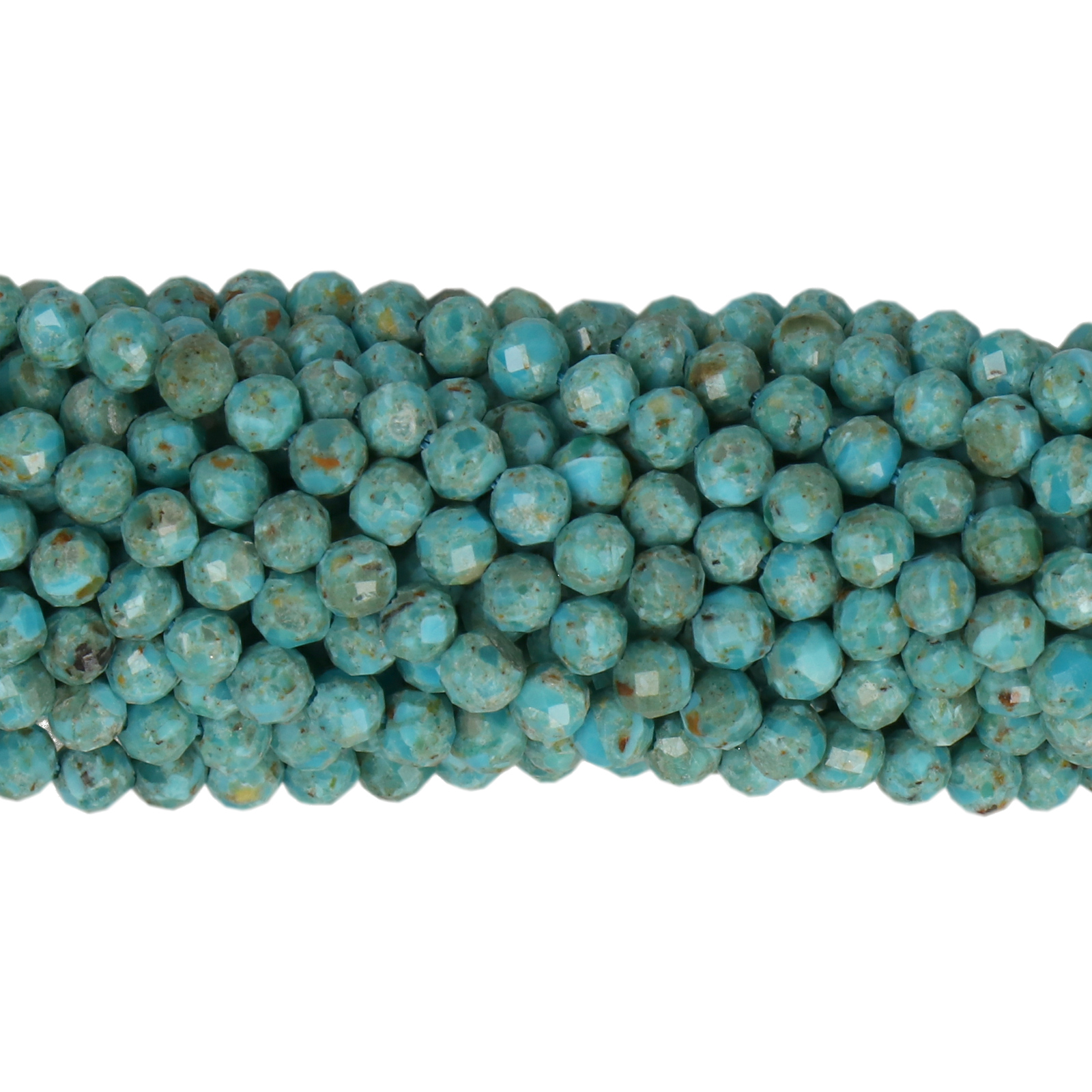natural turquoise faceted round 3mm | 15/16-inch strand