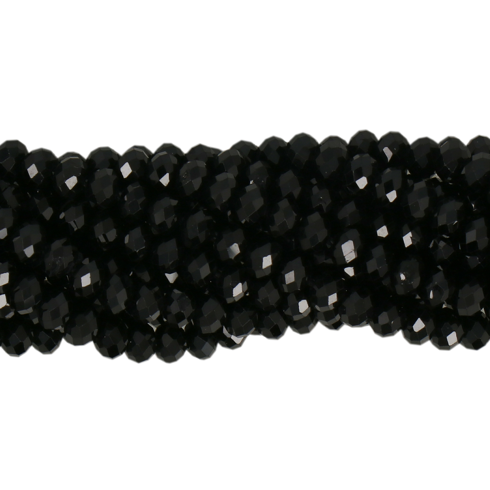 black spinel faceted roundelle 4x3mm | 15/16-inch strand