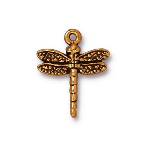 antique gold plated dragonfly charm 16mm | 1pc