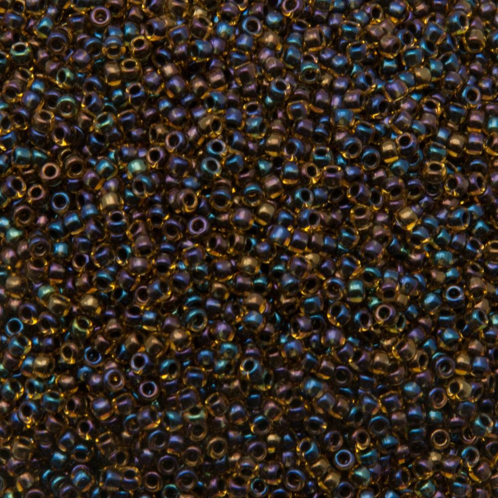 rocaille toho seed beads 15/0 - inside color rainbow jonquil/jet lined (245) | 10gr