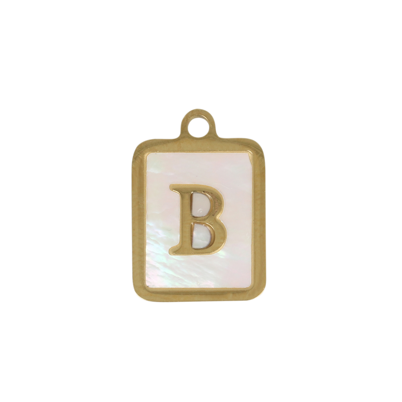 enamelled gold plated stainless steel letter "b" tag charm 16x12mm | 1pc