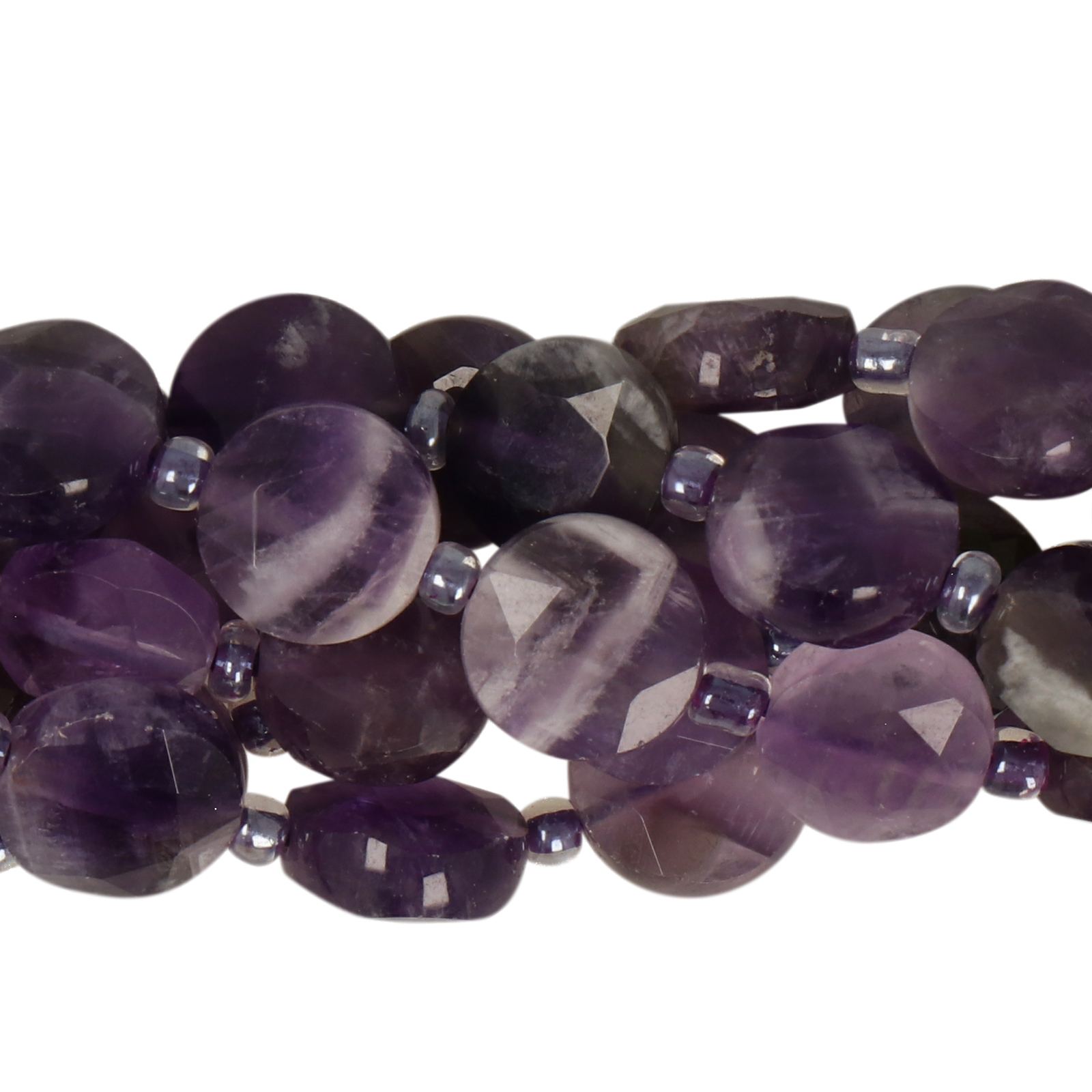 dogthoot amethyst faceted coin 10mm | 4pc