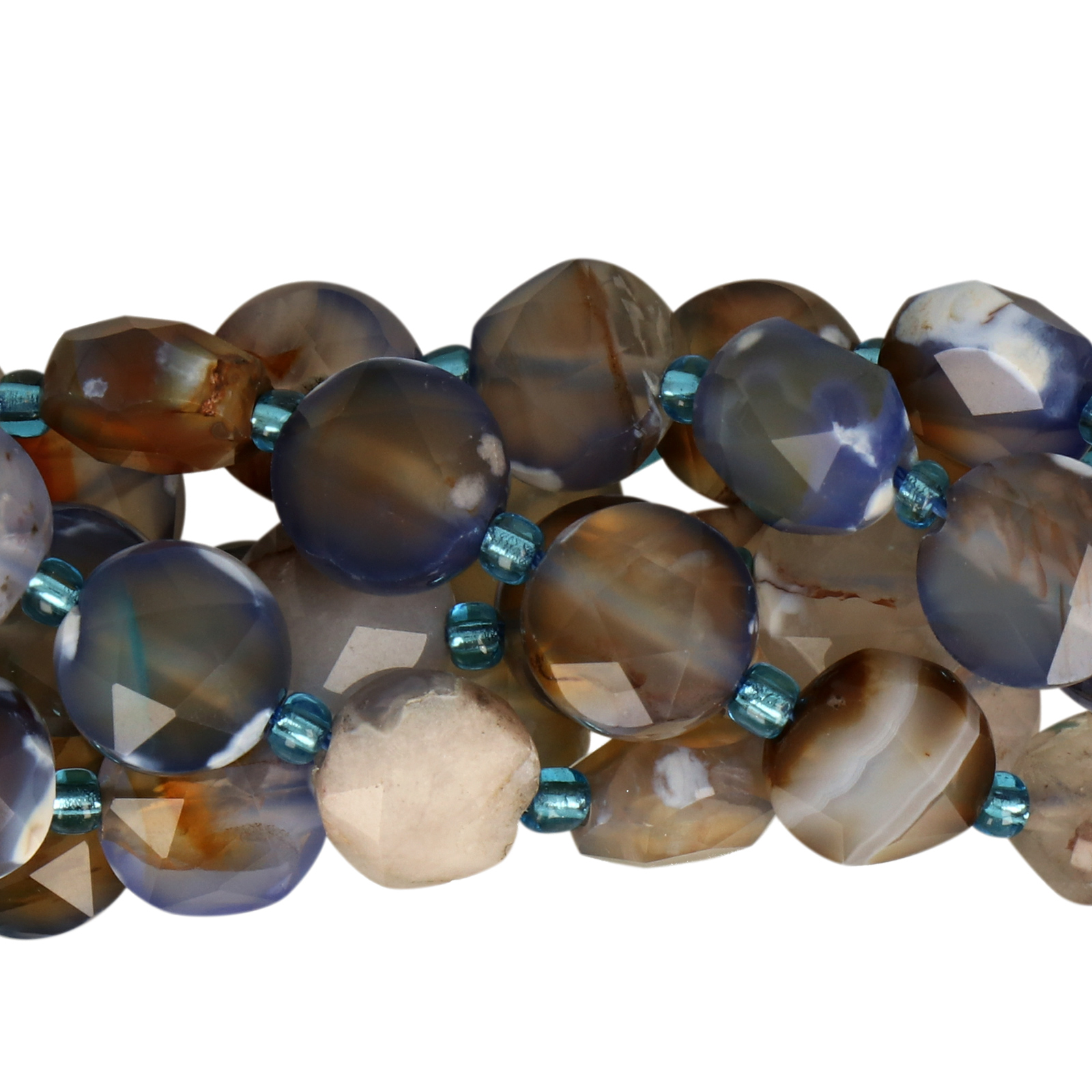 dyed blue lace agate faceted coin 10mm | 4pc