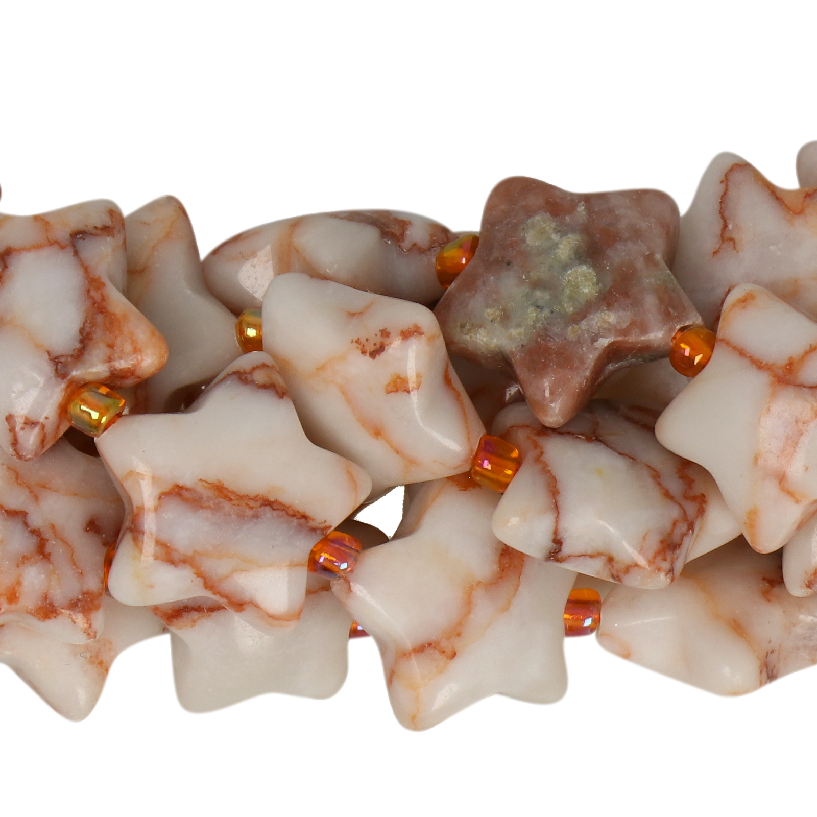 red line jasper star gemstone bead 15mm | 4pc