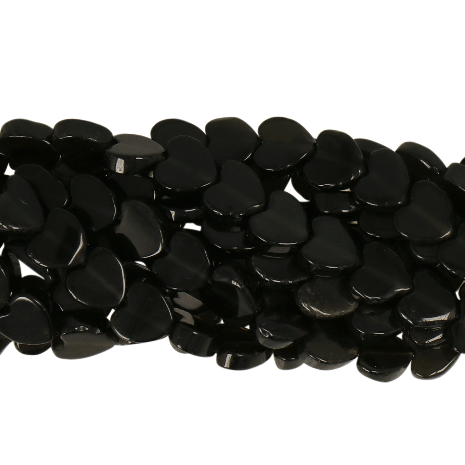 schwarz obsidian glatt herz 6mm | 20st