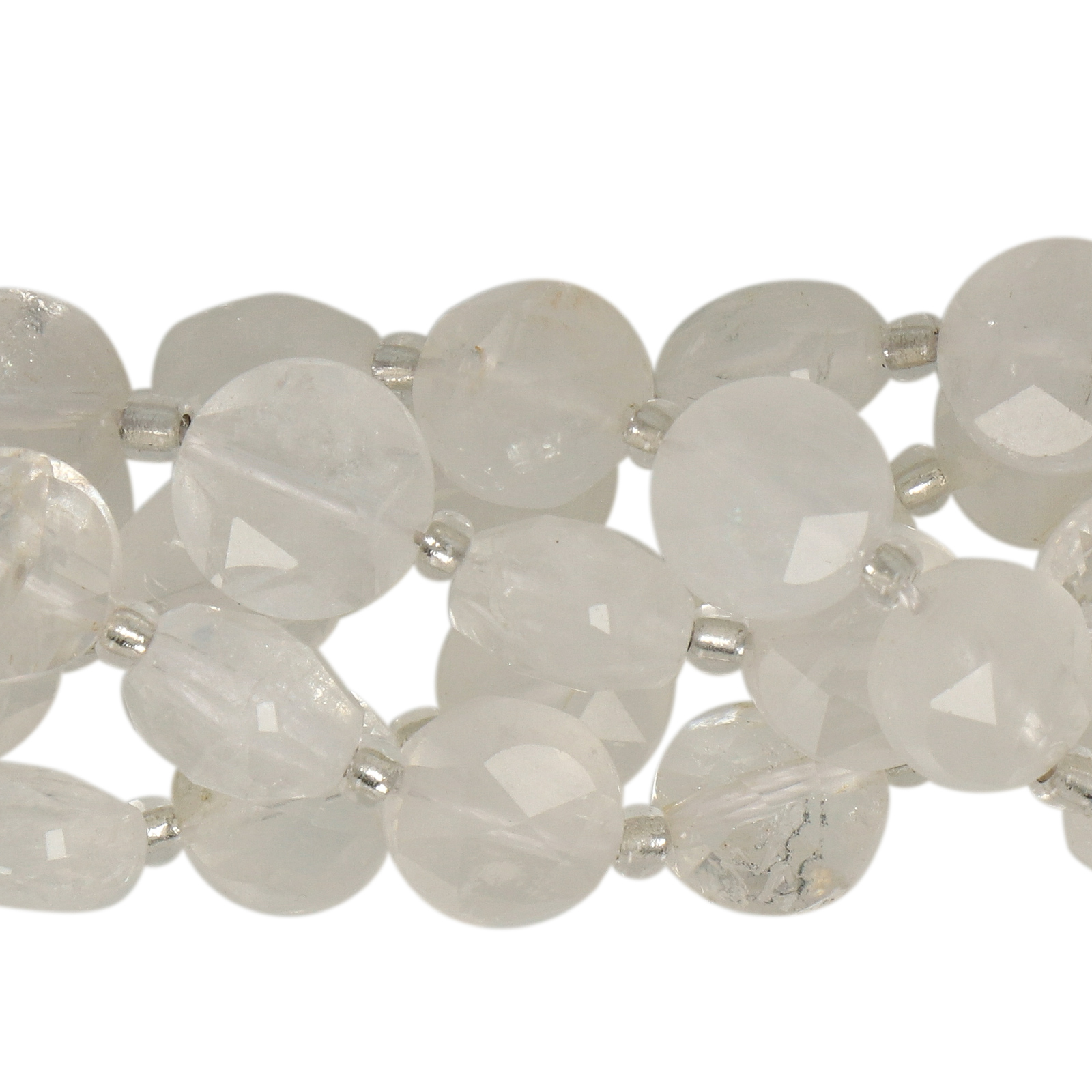 rock crystal faceted coin 10mm | 4pc
