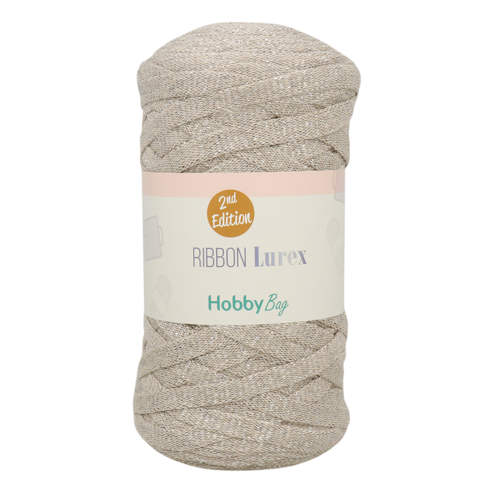 hobbybag ribbon lurex 2nd - beige/silver - 250gr (110mt) | 1pc