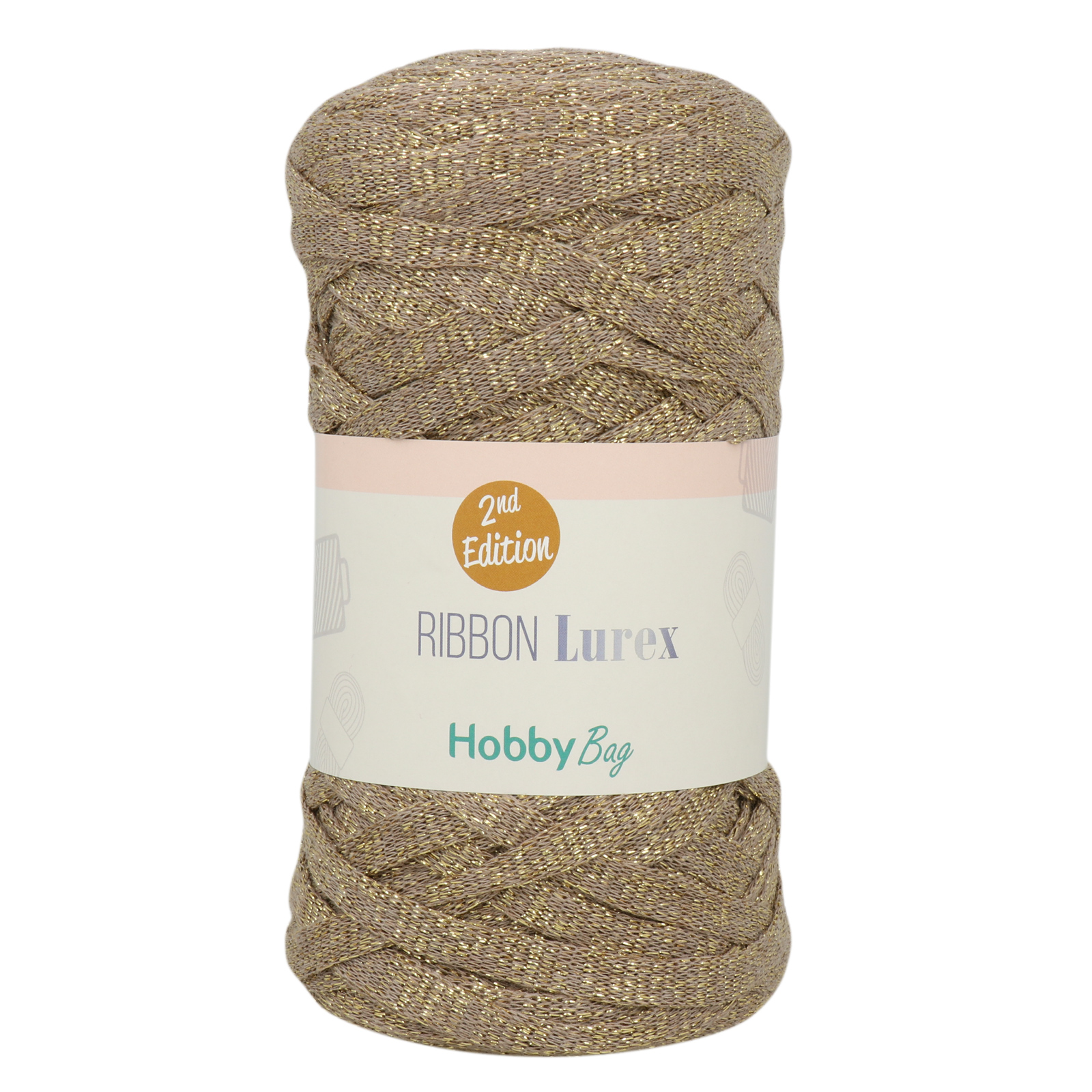 hobbybag ribbon lurex 2nd - taupe/gold - 250gr (110mt) | 1st