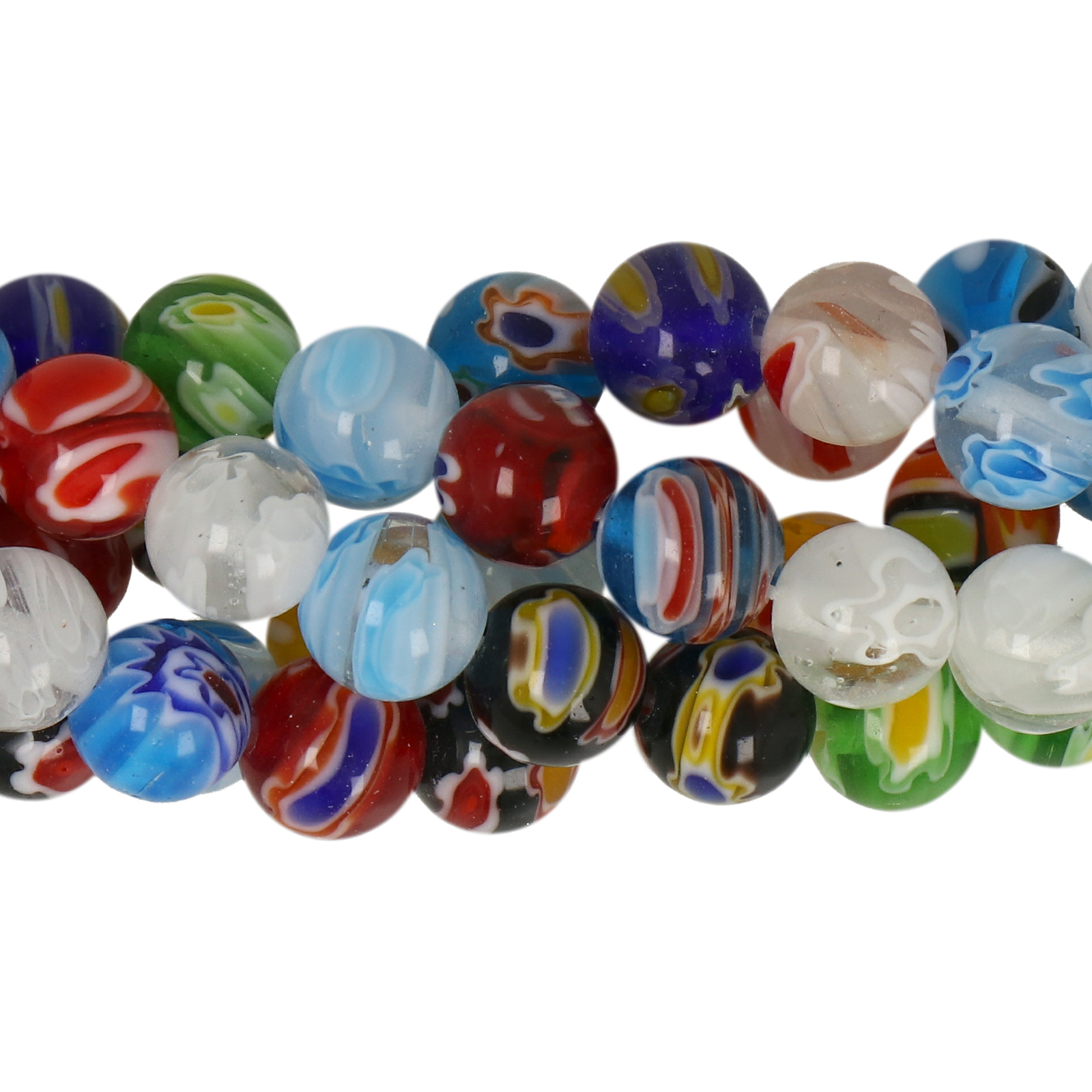 millefiori glass beads multicolor round 8mm | 30pc