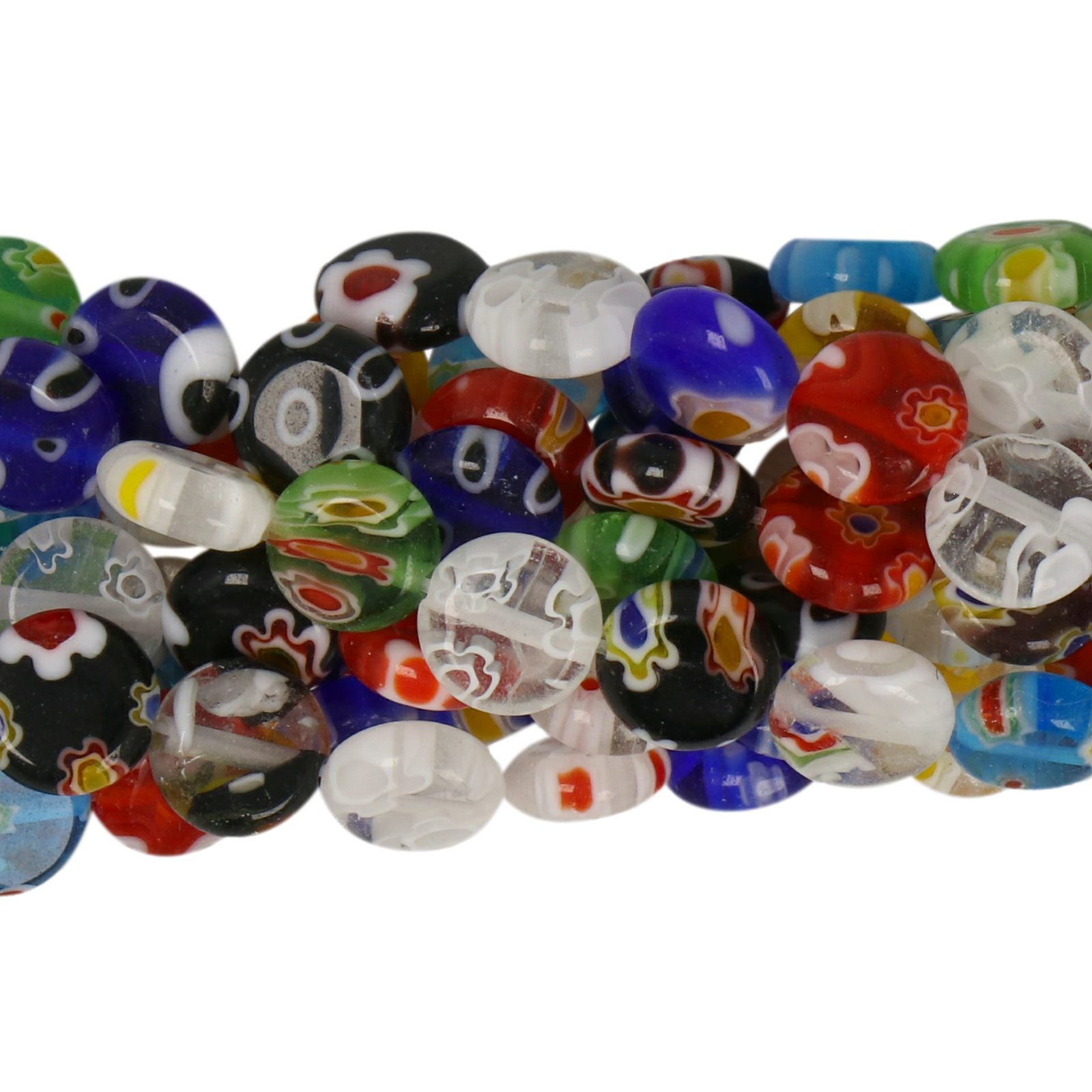 millefiori glass beads multicolor coin 8mm | 20pc
