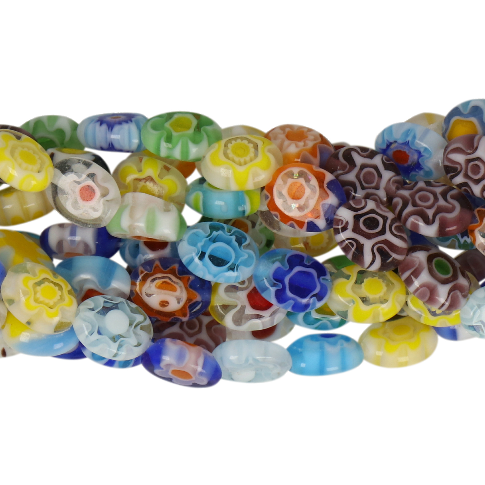 millefiori glass beads multicolor oval 8x6mm | 20pc