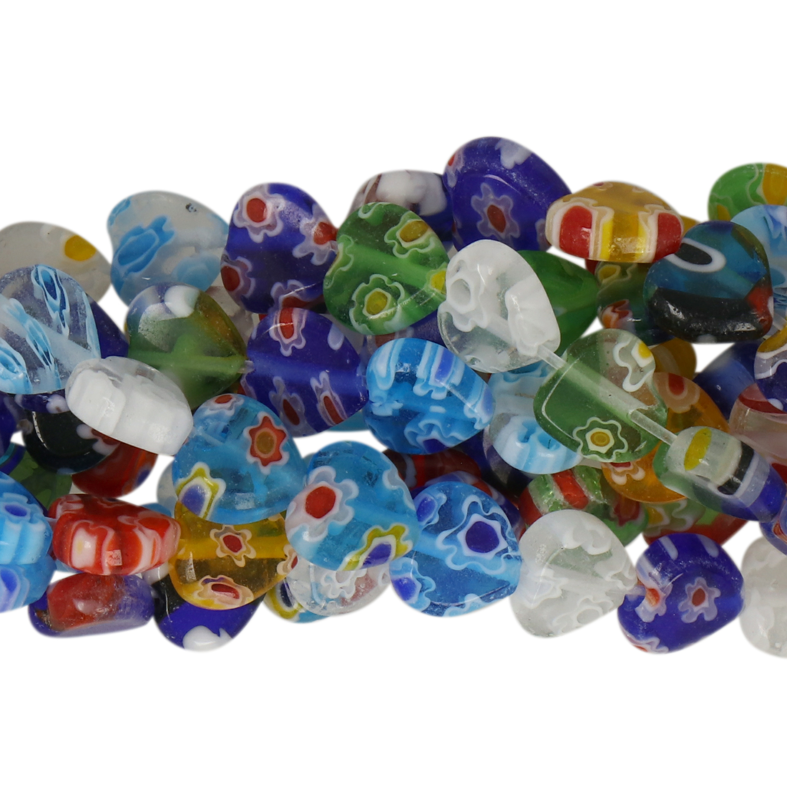 millefiori glass beads multicolor heart 8mm | 20pc