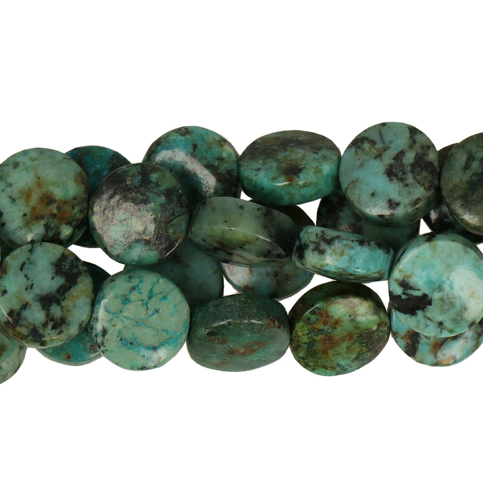 african turquoise aa smooth coin 10mm | 15/16-inch strand