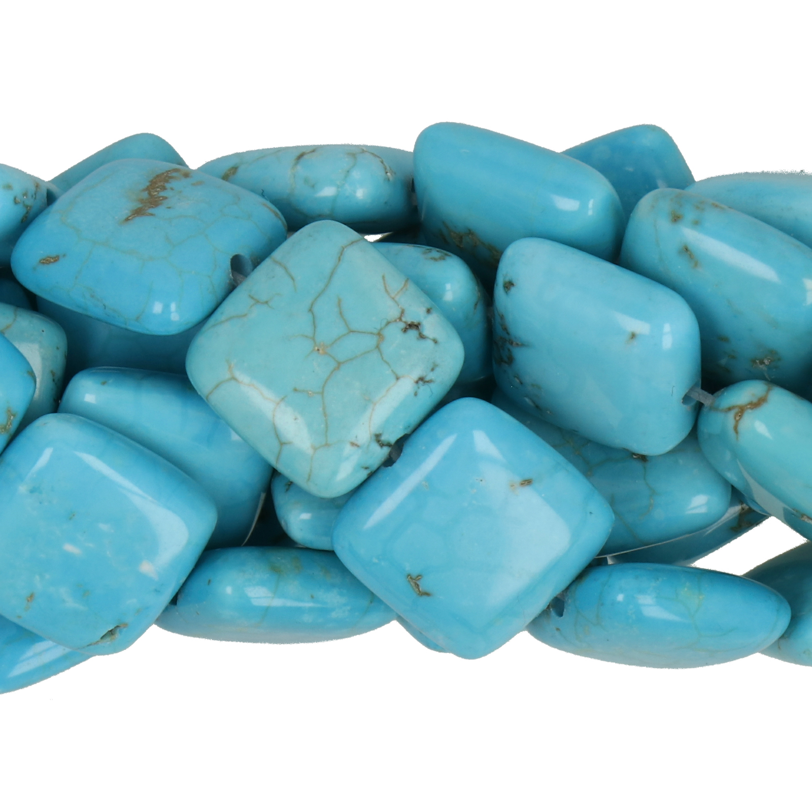 howlite turquoise square smooth 12mm | 15/16-inch strand