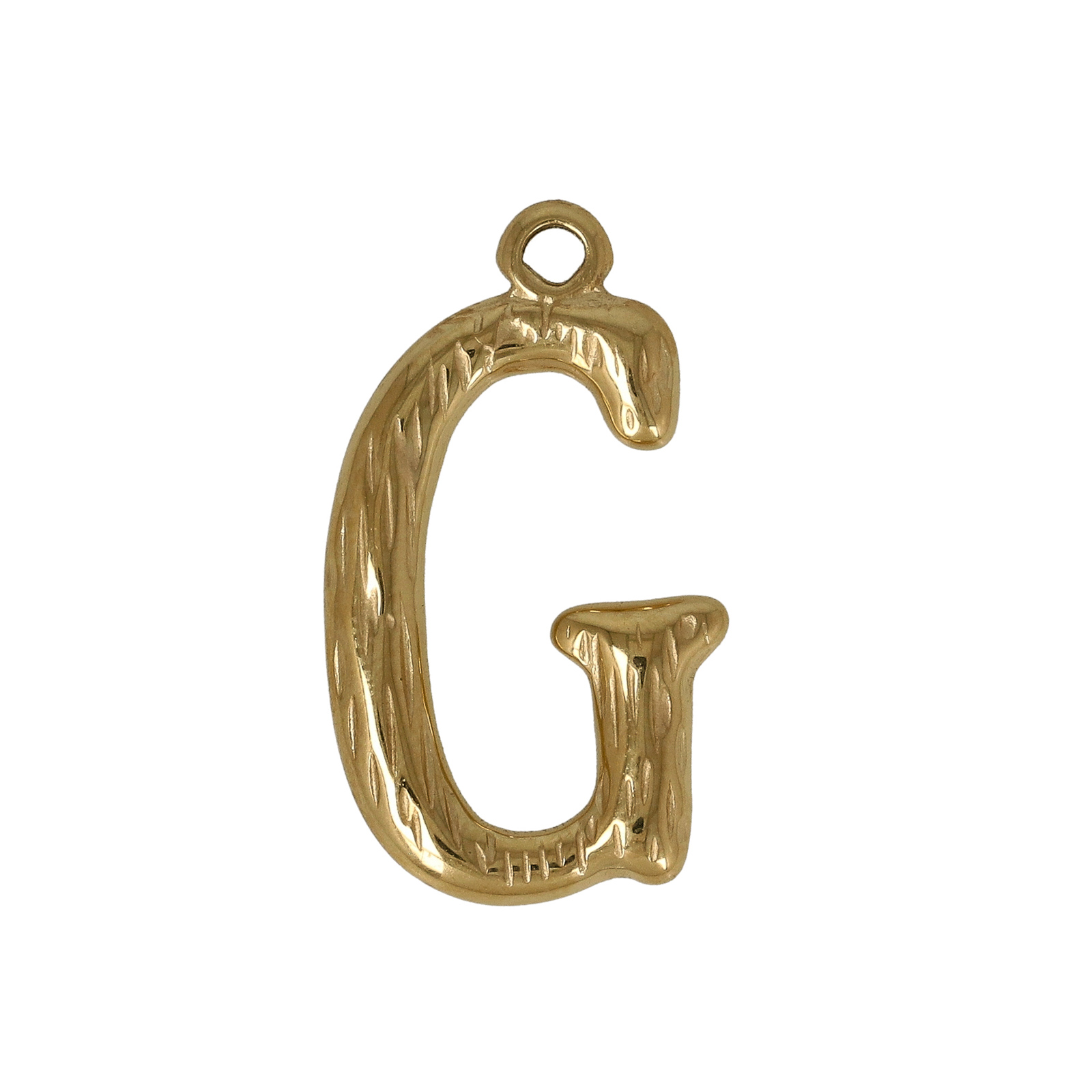 gold plated stainless steel letter "g" tag charm 18x12mm | 1pc