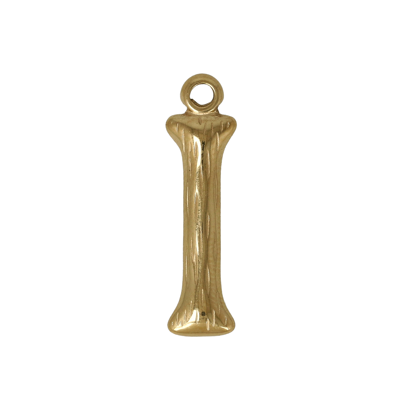 gold plated stainless steel letter "i" tag charm 20x5mm | 1pc