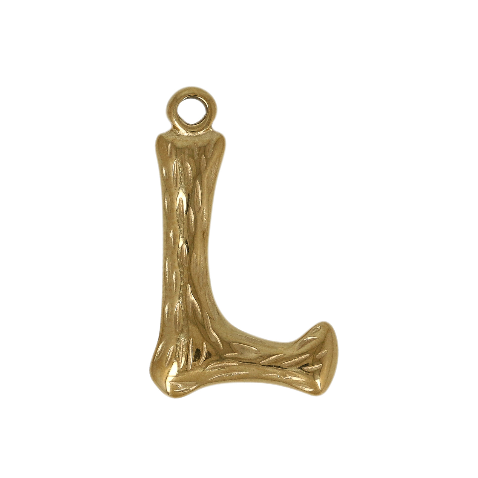 gold plated stainless steel letter "l" tag charm 20x12mm | 1pc