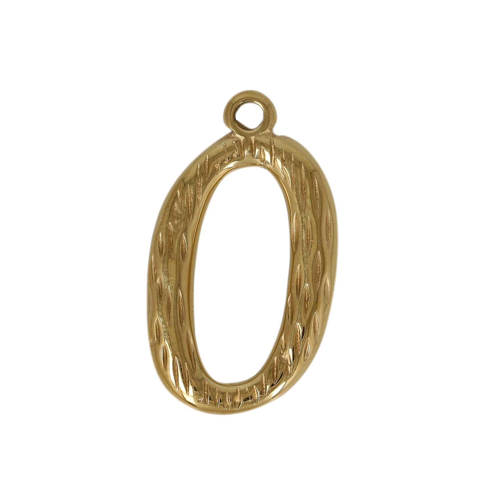 gold plated stainless steel letter "o" tag charm 20x14mm | 1pc